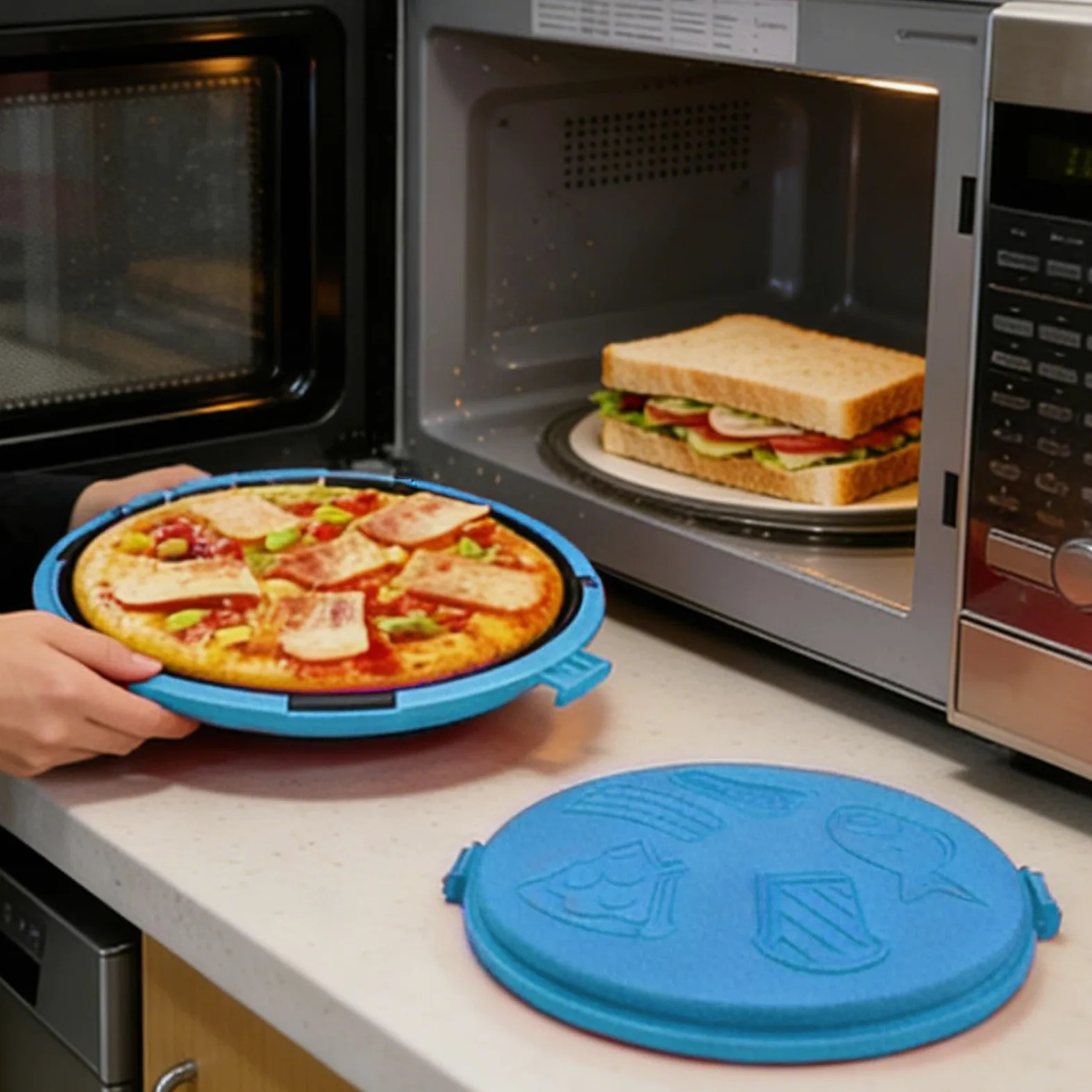 Bandeja para hornear sándwiches en microondas Plancha de calentamiento | Tostador de pan para microondas para Horno, Desayunos, Cocina y Residencia Universitaria
