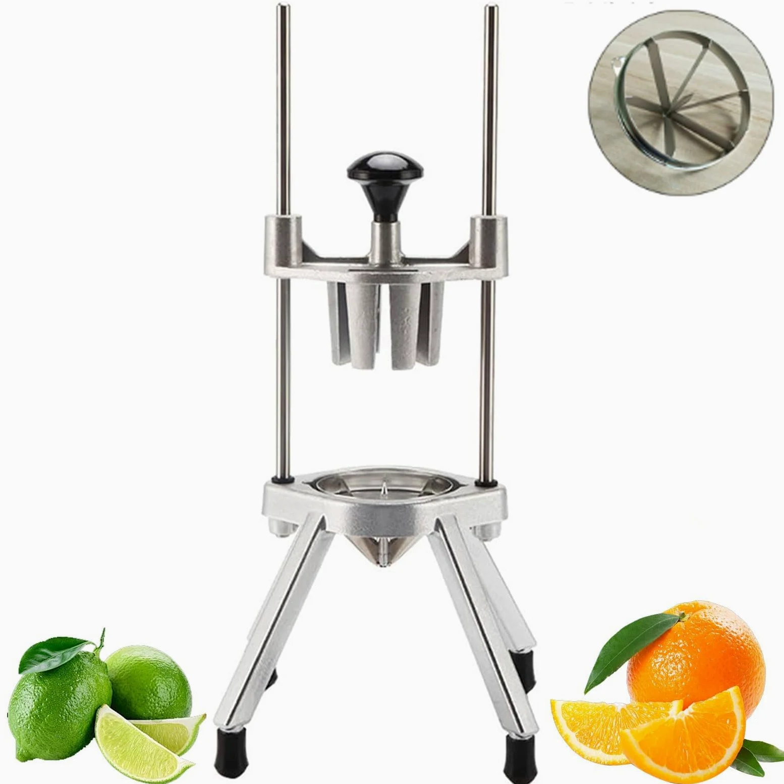 Cortador de frutas, cortador manual de limón con hoja de acero inoxidable para un fácil corte de cuña, ideal para bares, restaurantes, fiestas y uso en la cocina
