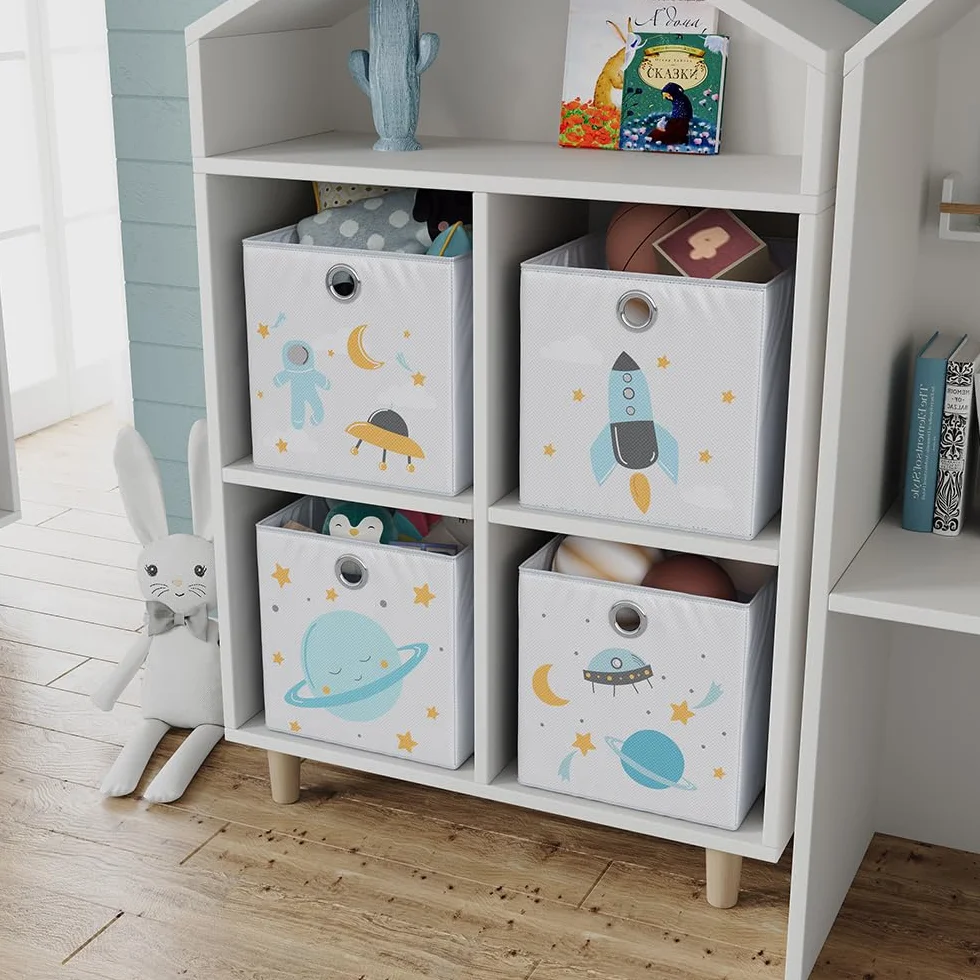 Vicco Caja plegable 30x30 cm Gris con ojal para fácil extracción motivos espacio