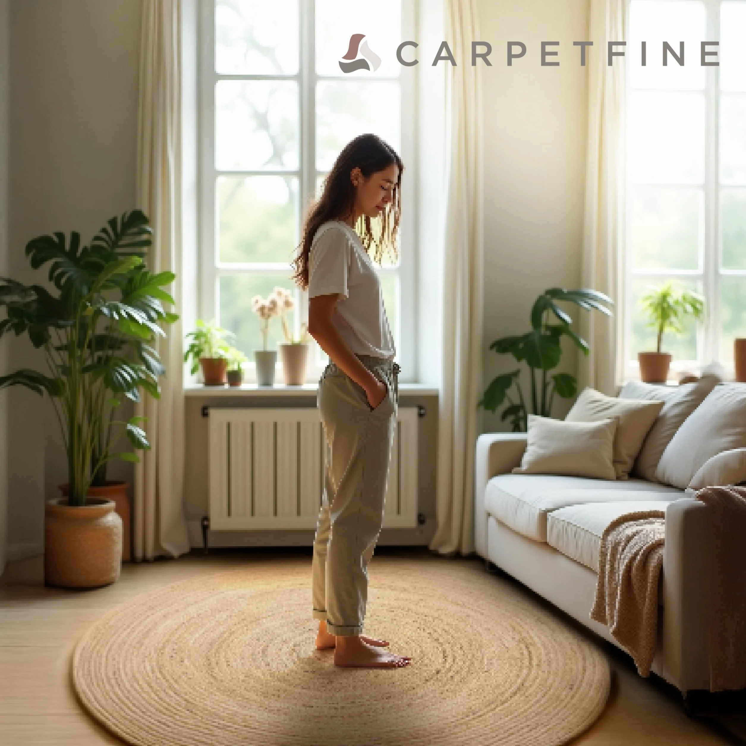 carpetfine Alfombra de Yute Nele Redonda Color Natural Beige Ø 90 cm Tejido a Mano con Yute | Alfombra Natural Moderna Uni Boho Tejido Plano Redonda para salón, Dormitorio, Pasillo y Cocina