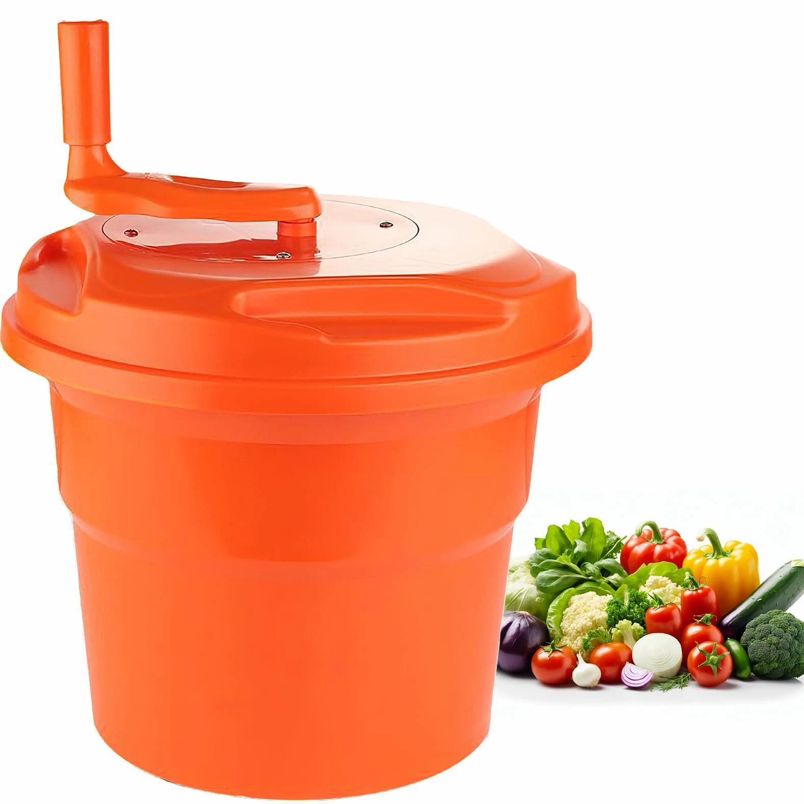 Centrifugador de ensalada, 10 L, 20 L, lavadora comercial grande de verduras, 10 segundos, deshidratación rápida, material de polipropileno, sin BPA, cesta para lavar frutas y verduras, deshidratador