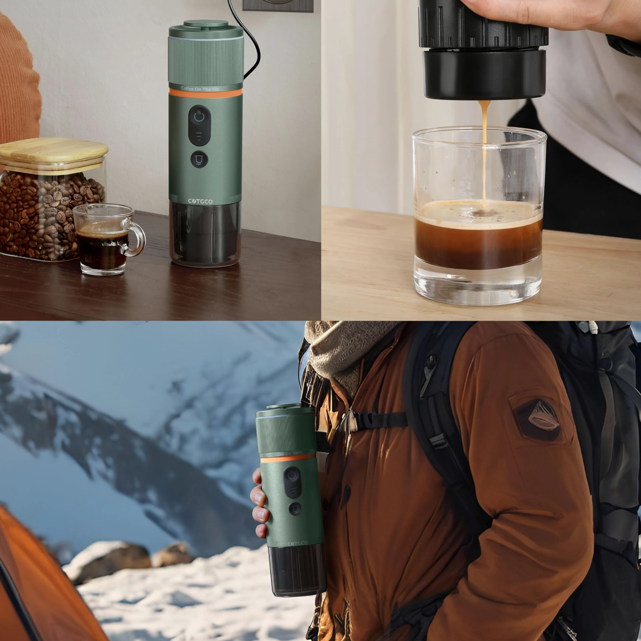 Cafetera Portátil con Cápsula de Espresso - 12V Máquina de Café Electrica con Batería - para Coche Camión y Viajes - Compatible con Cápsulas Originales Nespresso y Cápsula L'or(verde)