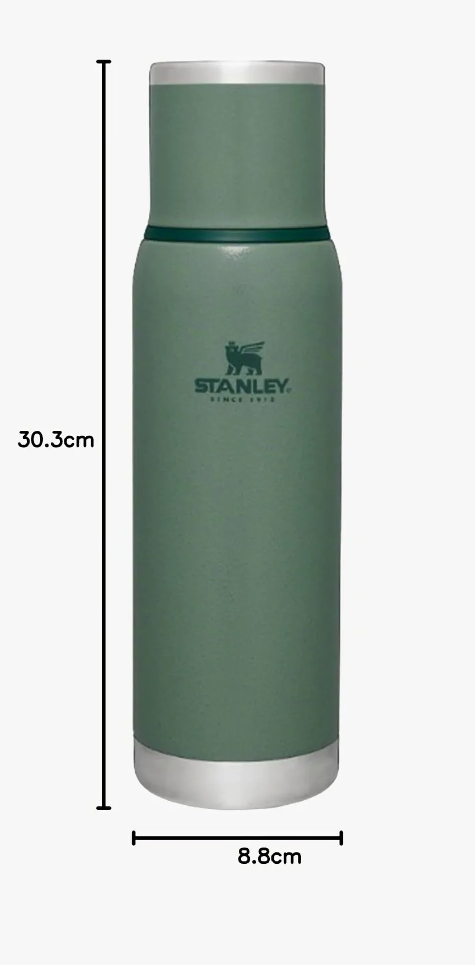 Stanley 1913 Adventure To-Go Botella Termica 1L - Hammertone Green | 25 Horas Caliente - 27 Horas Fría - Antifugas - Tapa Aislante - Sin BPA - Apta Para Lavavajillas