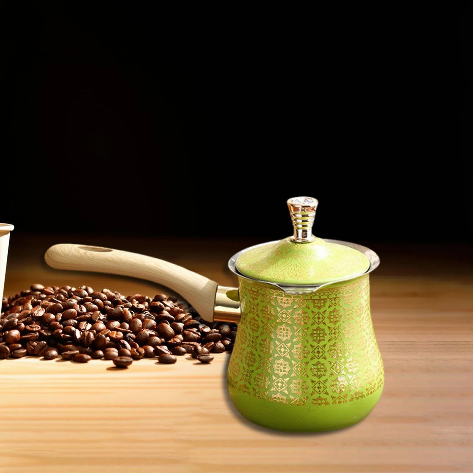 Cafetera Verde de Agarre Cómodo, Portátil, Fácil de Usar, Cafetera de Acero Inoxidable para Camping Y Restaurante, tal como se describe, 900ml