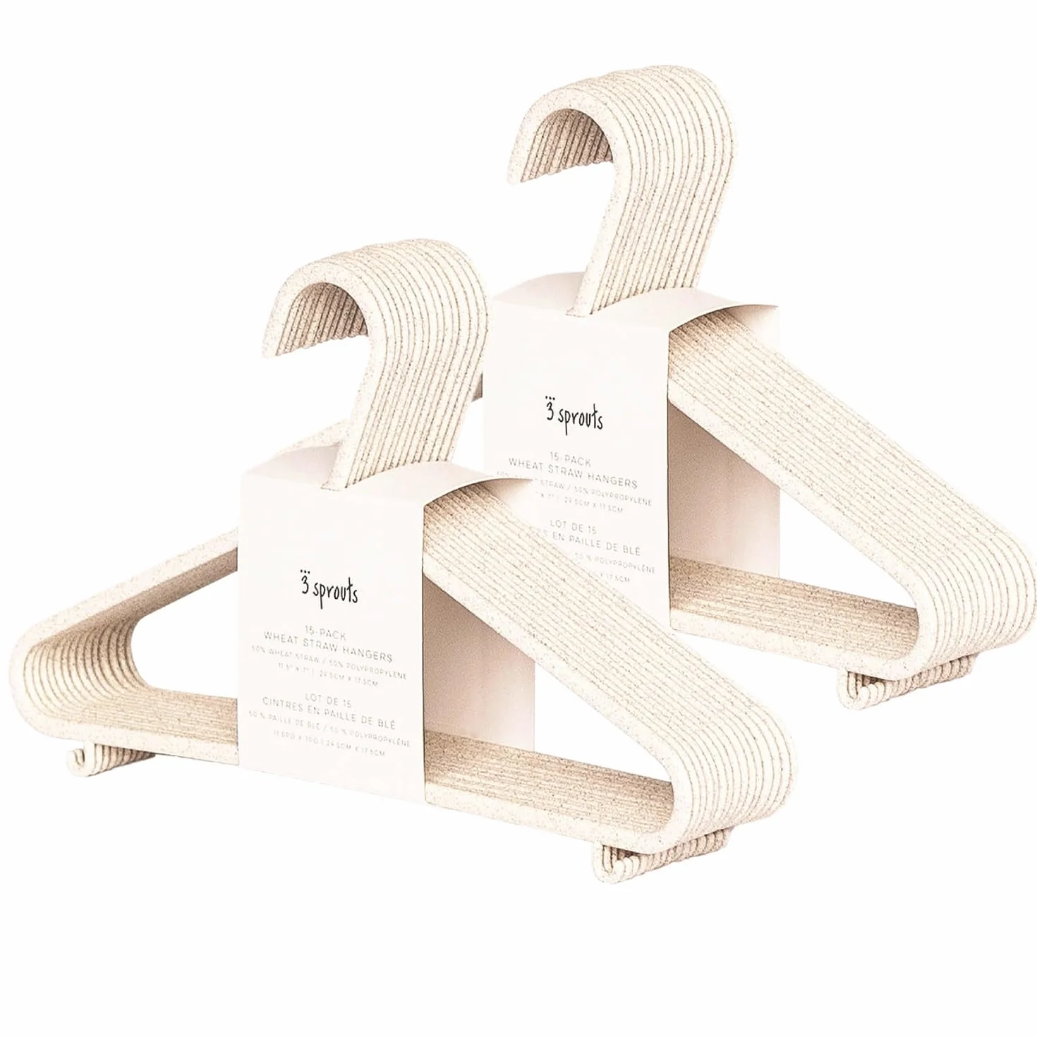 3 Sprouts Perchas Infantiles Plástico Paja de Trigo Pack 30 Crema