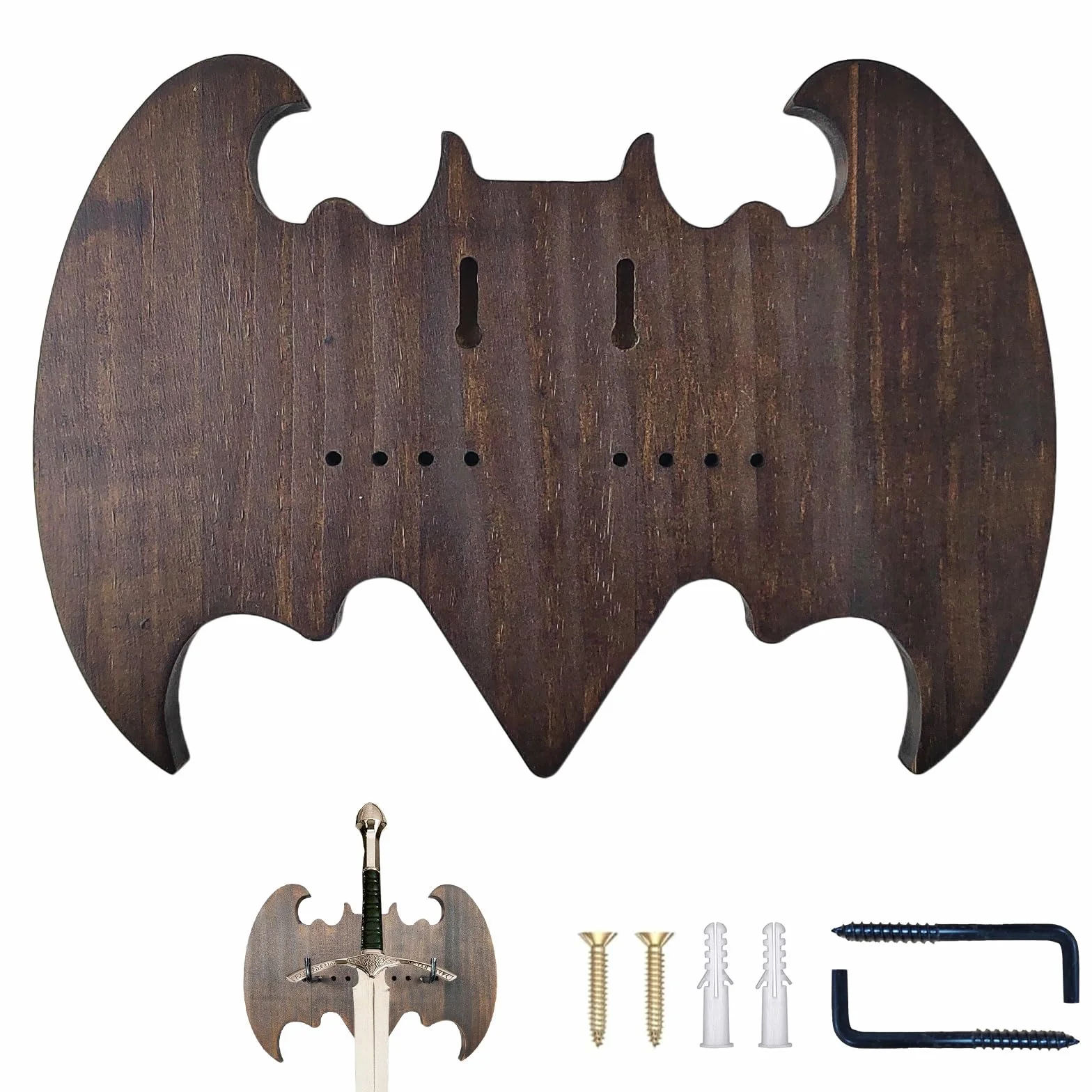 Soporte Katana Pared 29.5×21 cm Pino Colgar Espadas Hachas Armas