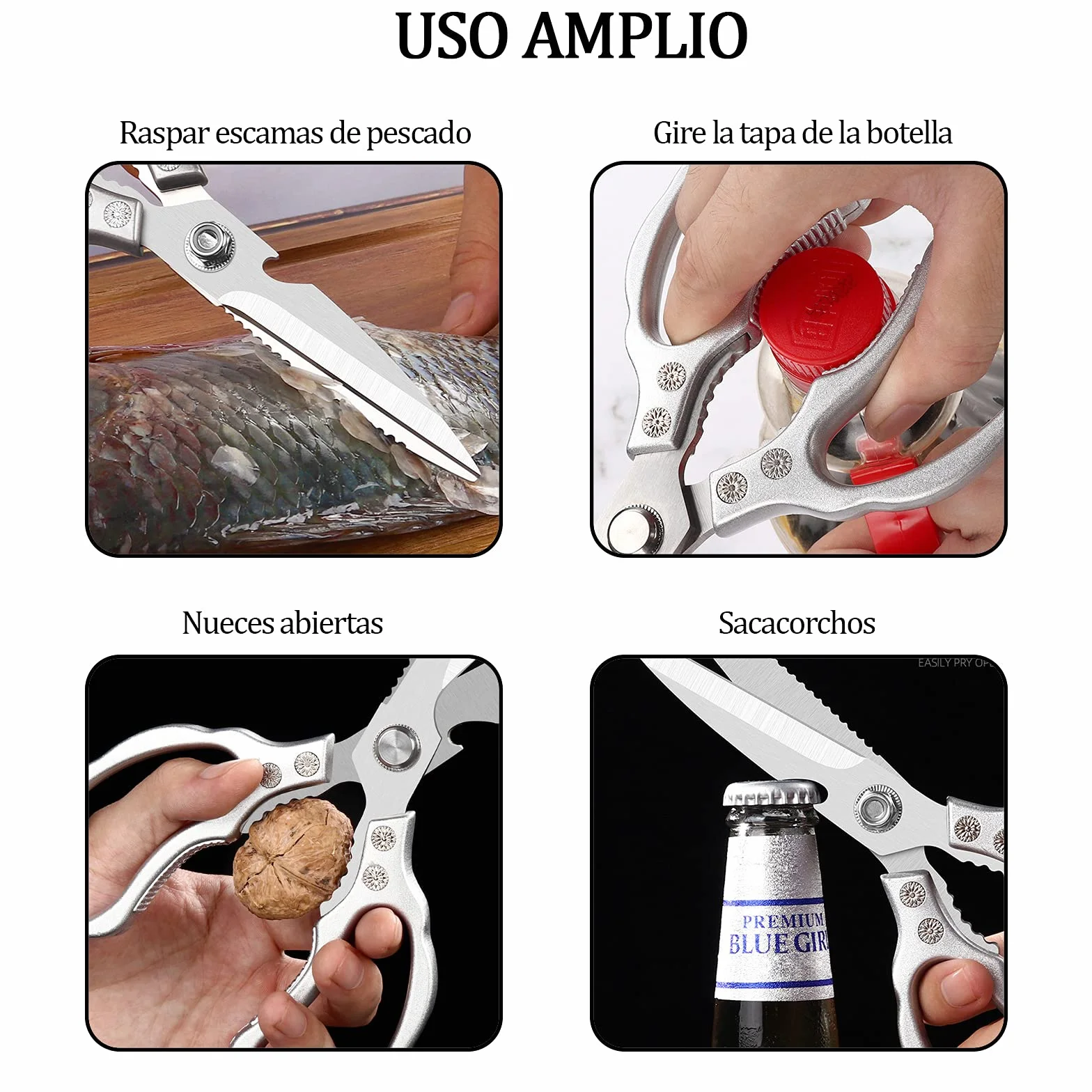 Tijeras de Cocina Resistentes Multiuso Profesionales,con Hojas Afiladas de Acero Inoxidable y Mangos Ergonómica,para cortar pollo,pescado,carne,aves,verduras,hierbas,huesos,nueces,barbacoa,Lavavajilla