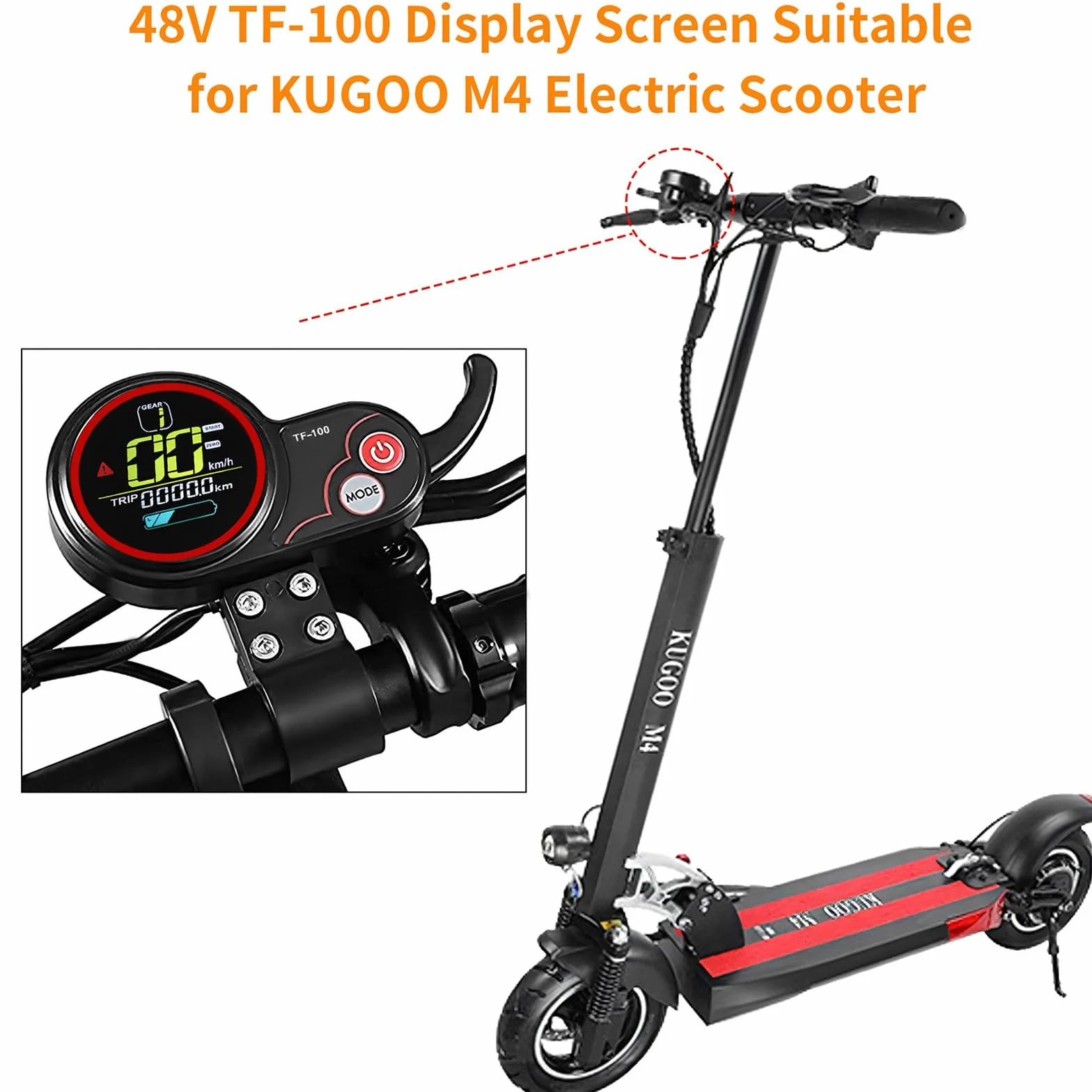 Pantalla LCD 48V TF‑100 para Scooter Eléctrico KUGOO M4/M4 Pro, Panel de Visualización de 6 Pines con Controlador