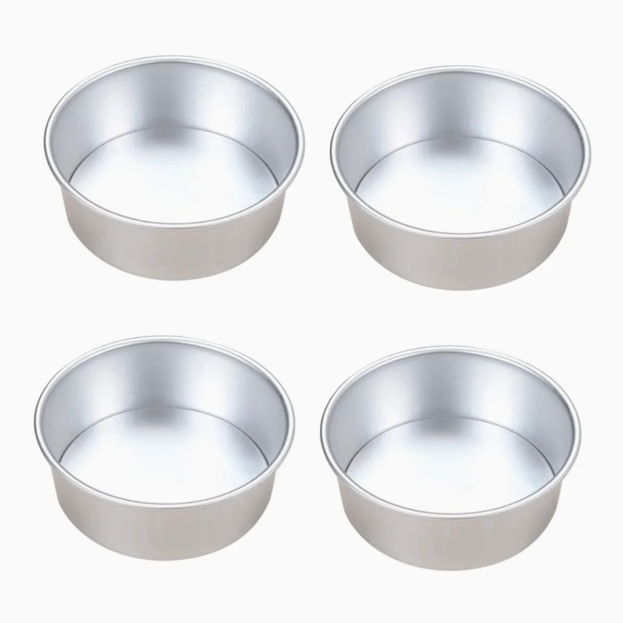 Mikinona Molde para Pastel Redondo de 6 Pulgadas, 4 Piezas de Aleación | Fondo Extraíble, Superficie Lisa, Desmolde Sencillo, Uso en Tartas de Boda y Galletas