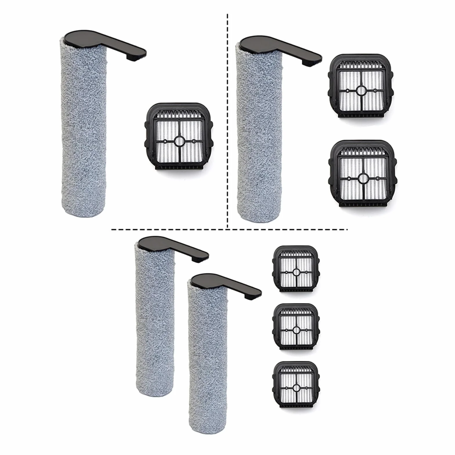 Barra de cepillo giratorio for aspiradoras húmedas/secas, cepillo principal, cepillo lateral y juego de filtros, Compatible con Laresar,S7 Pro(SET4)