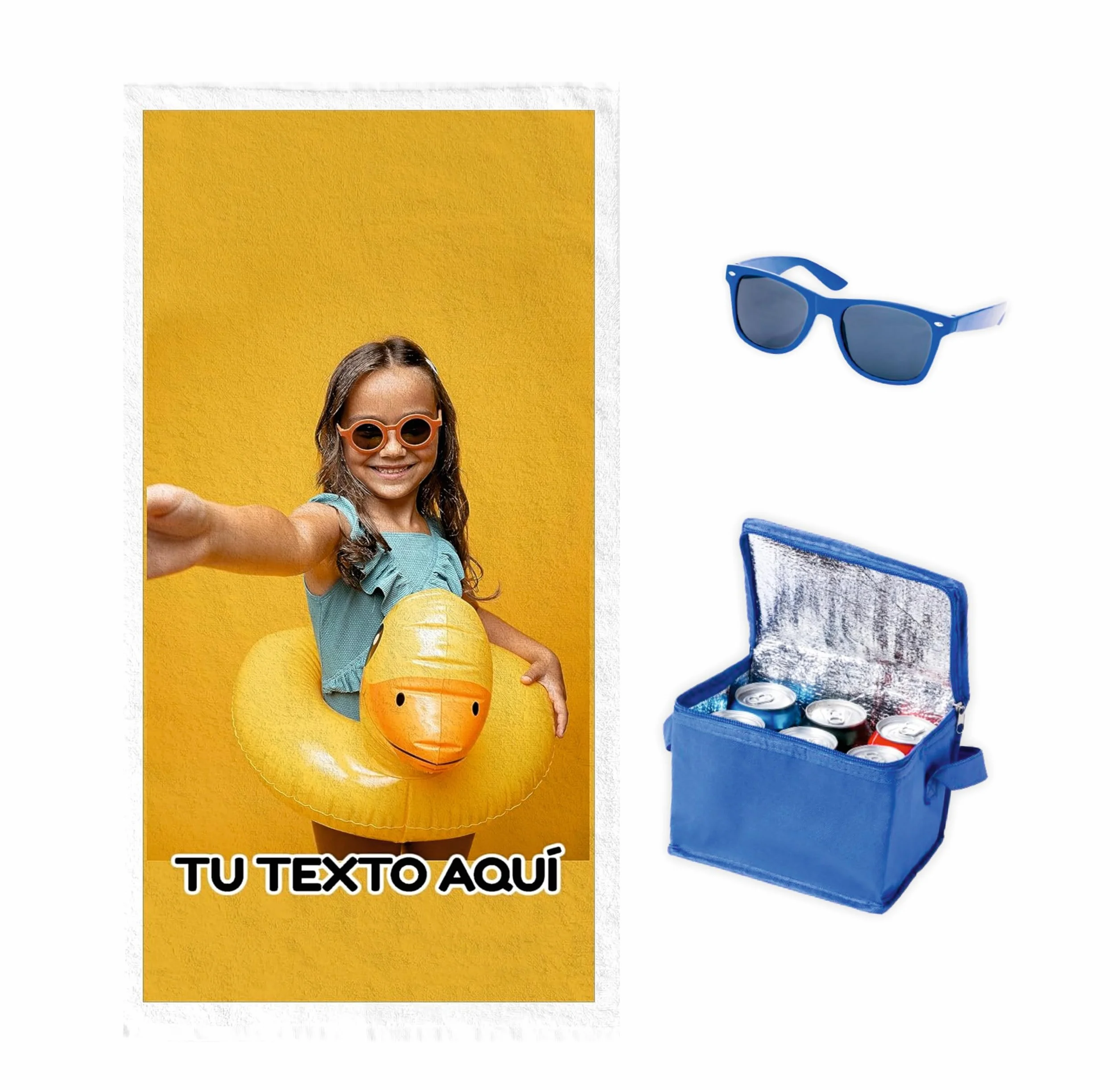 Toalla de baño personalizada con tu foto y texto | Regalo Nevera y Gafas de Sol│Toalla de playa o piscina | Toalla baño con imagen y texto | Regalo personalizado | Sorpresa regalo 100x150 cm
