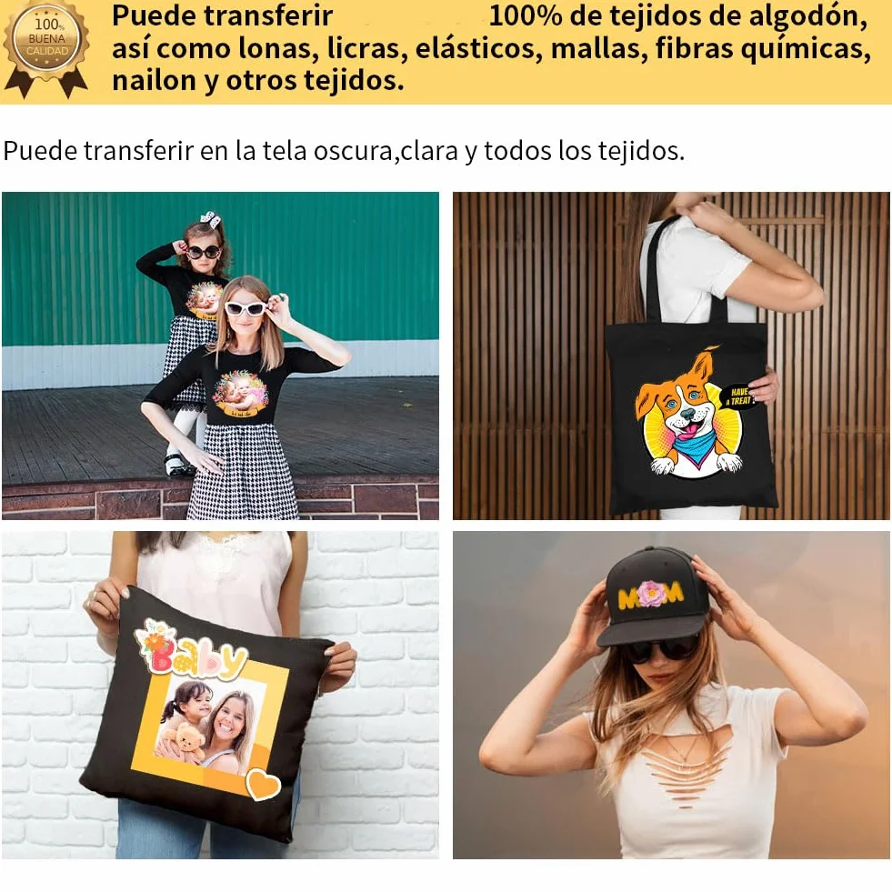 TransOurDream-Papel de Transferencia para tejido oscuro,transfer paper t-shirt printing,vinilo HTV,Mejora 3.0,A4 10 Hojas,Papel Transfer,Perfecto para fiesta.