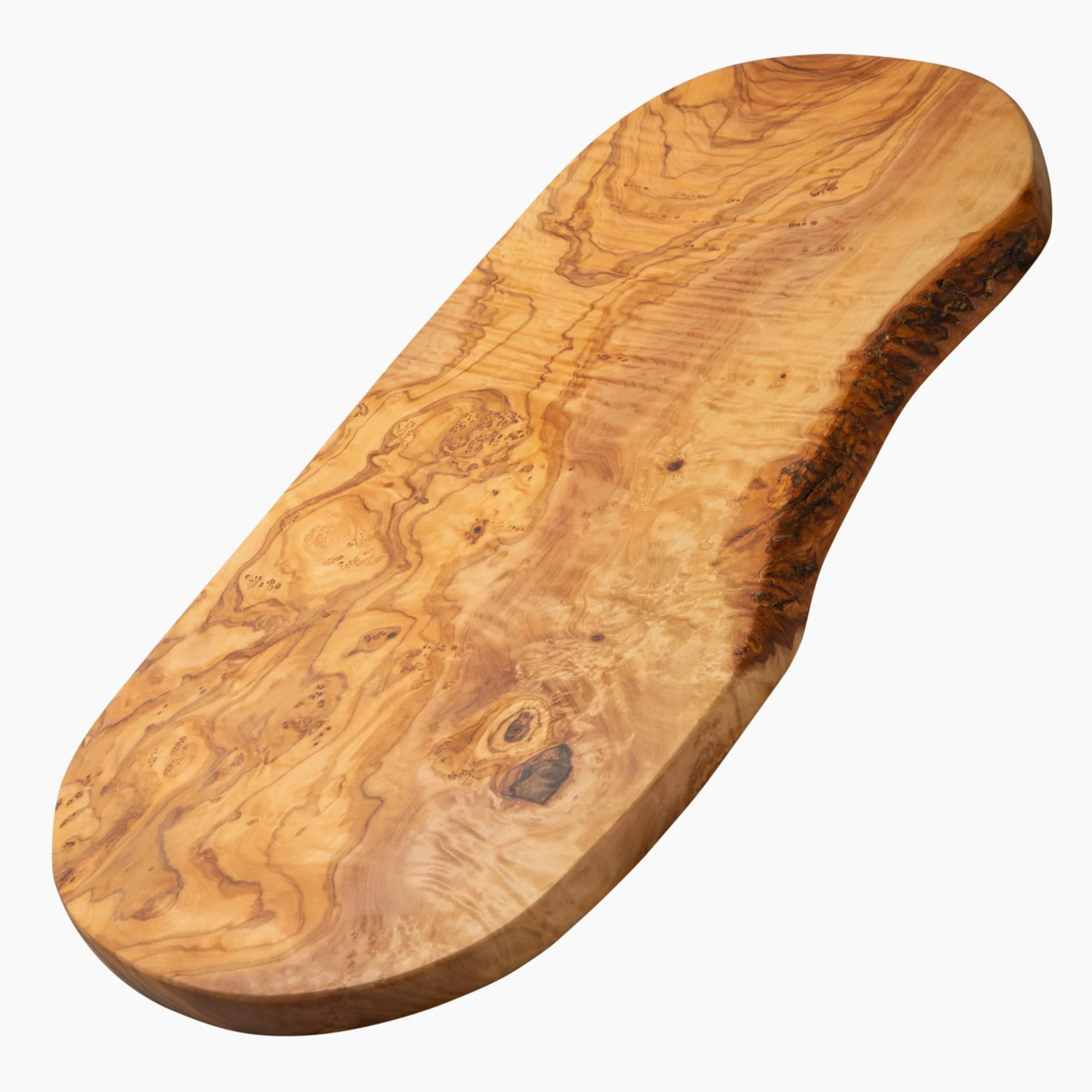 Erreke Tabla de Madera de Olivo Natural para Cortar y Servir, 43 x 21 cm | Tabla Madera Cocina. Reversible y Artesanal para Servir y Picar Quesos Embutidos Pan. Estilo Mediterráneo Rústico. Uso Diario