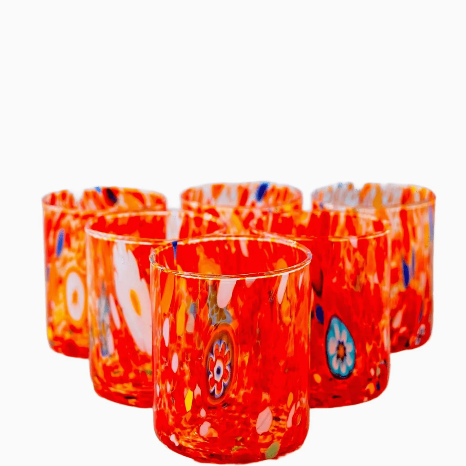 MurArt Vasos de Murano, juego de 6 vasos de 300 ml, colección Tower, de vidrio soplado a mano de elaboración artesanal Made in Italy