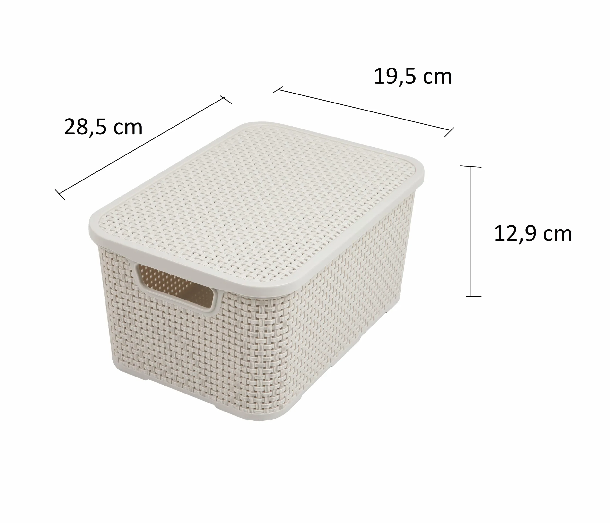 BranQ Home Essentials 5901098045704 - Juego de 2 cestas en diseño de ratán, tamaño 7 L, plástico, polipropileno, color crema, 28,5 x 19,5 x 12,9 cm (largo x ancho x alto)