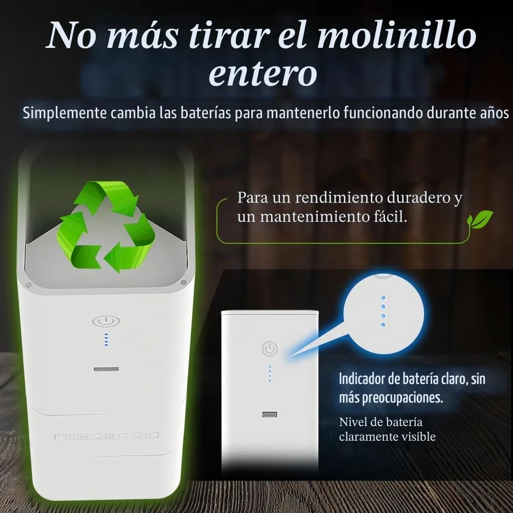 A2 Molinillo de café eléctrico portátil blanco | Molinillo de café inalámbrico recargable por USB, para viajes y preparación en casa