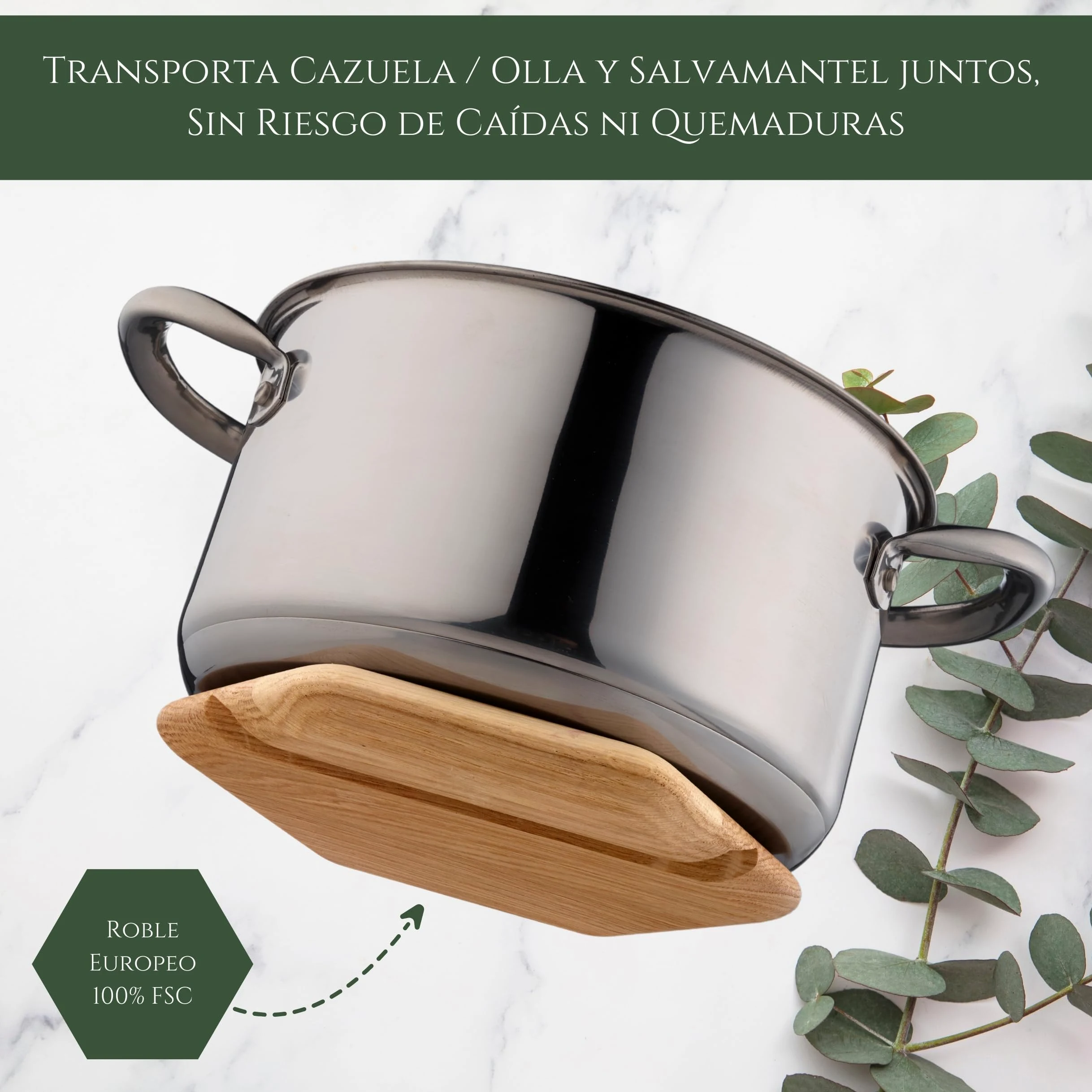 Salvamanteles Ollas Calientes 2 en 1 de Roble Macizo - Salvamanteles Imantado con Soporte para Tablet - Ideal como Protector Encimera y Mesa Comedor