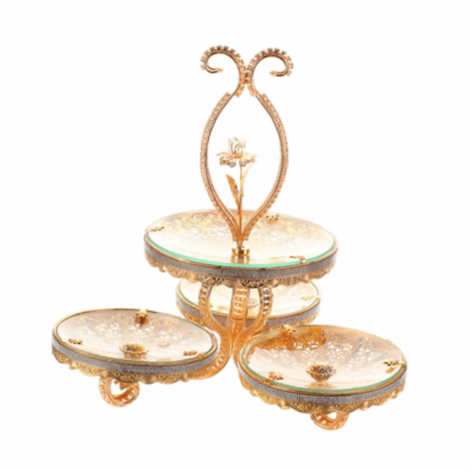 QOKLIYUI Exquisita Bandeja de Vidrio de Doble Capa para Servir Frutas. Elegante Expositor de Cupcakes para Fiestas. Diseñado para ser Resistente y práctico.