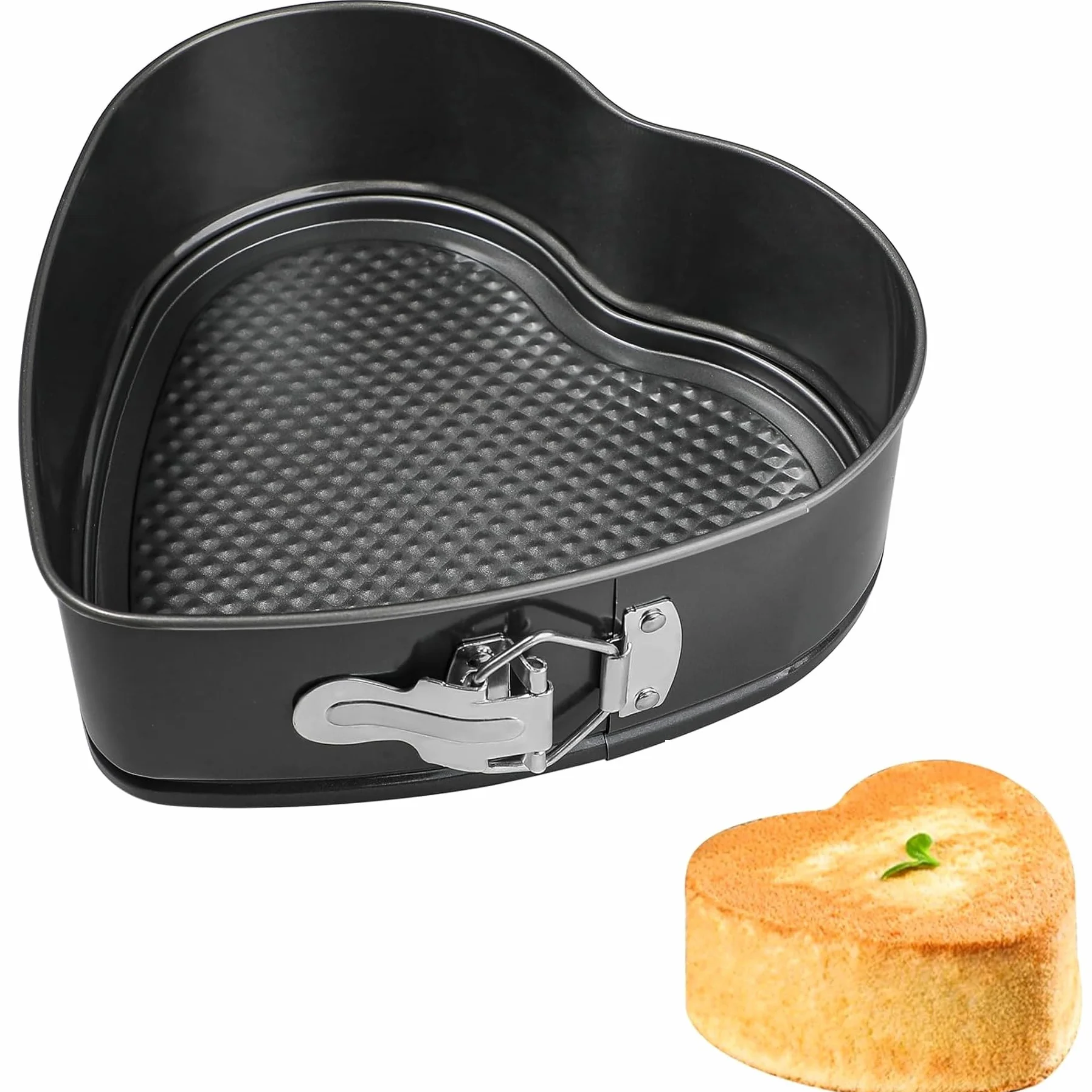 CHEFZOCO Molde repostería corazón, Molde para enamorados, Molde para Horno, Molde san valentín, Molde Pasteles, Soporta hasta 230ºC, Antiadherente, Liberación rápida Clip-Clap, Diámetro 27x24.5 cm