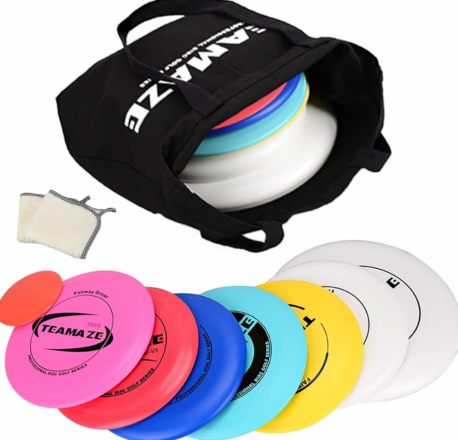 BOOSTEADY Disc Golf Set, 7 Discos, Bolsa de Almacenamiento, Mini Marcador, Toallas