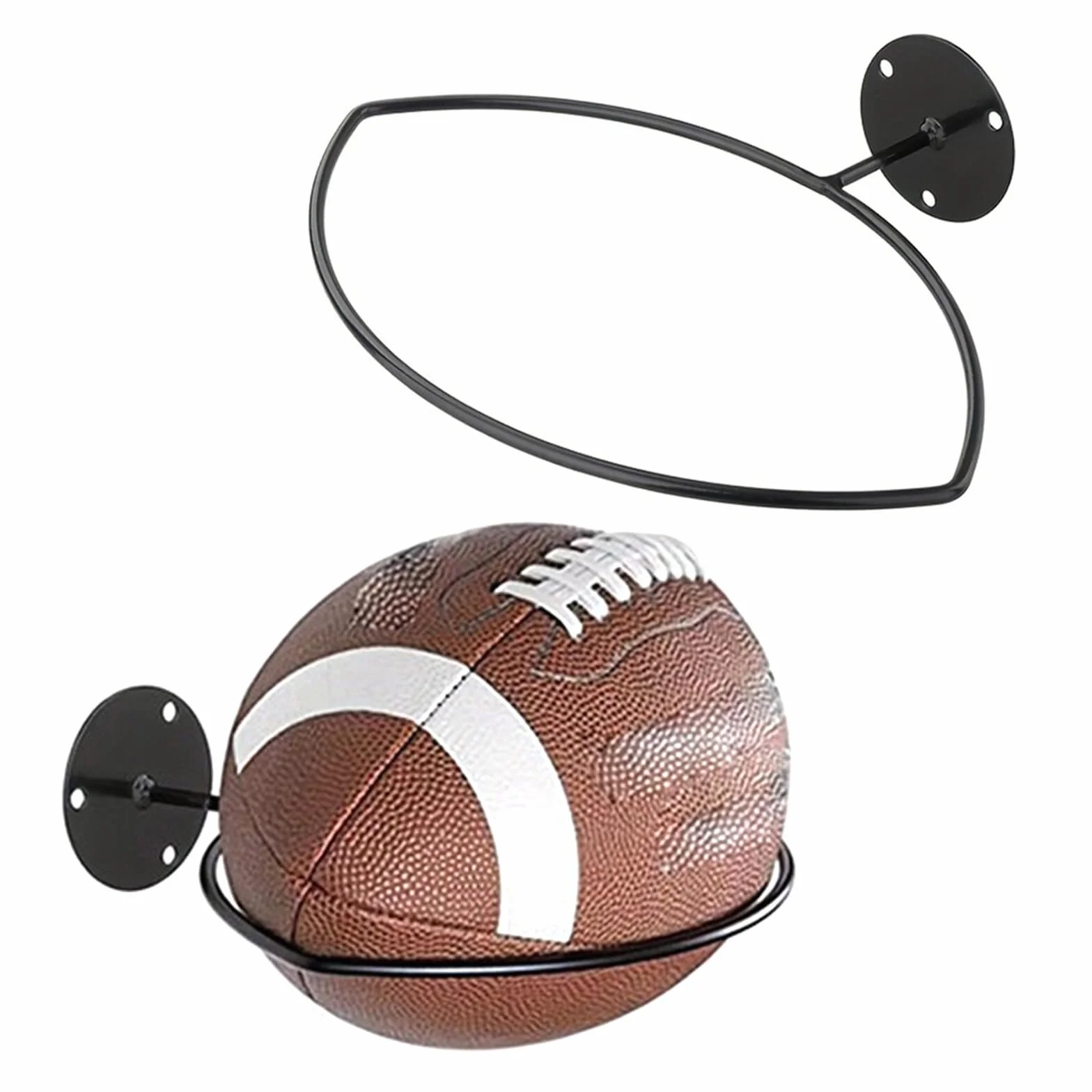 Soporte de Rugby 2 Piezas Oval Estante de Almacenamiento de Balones de Pared