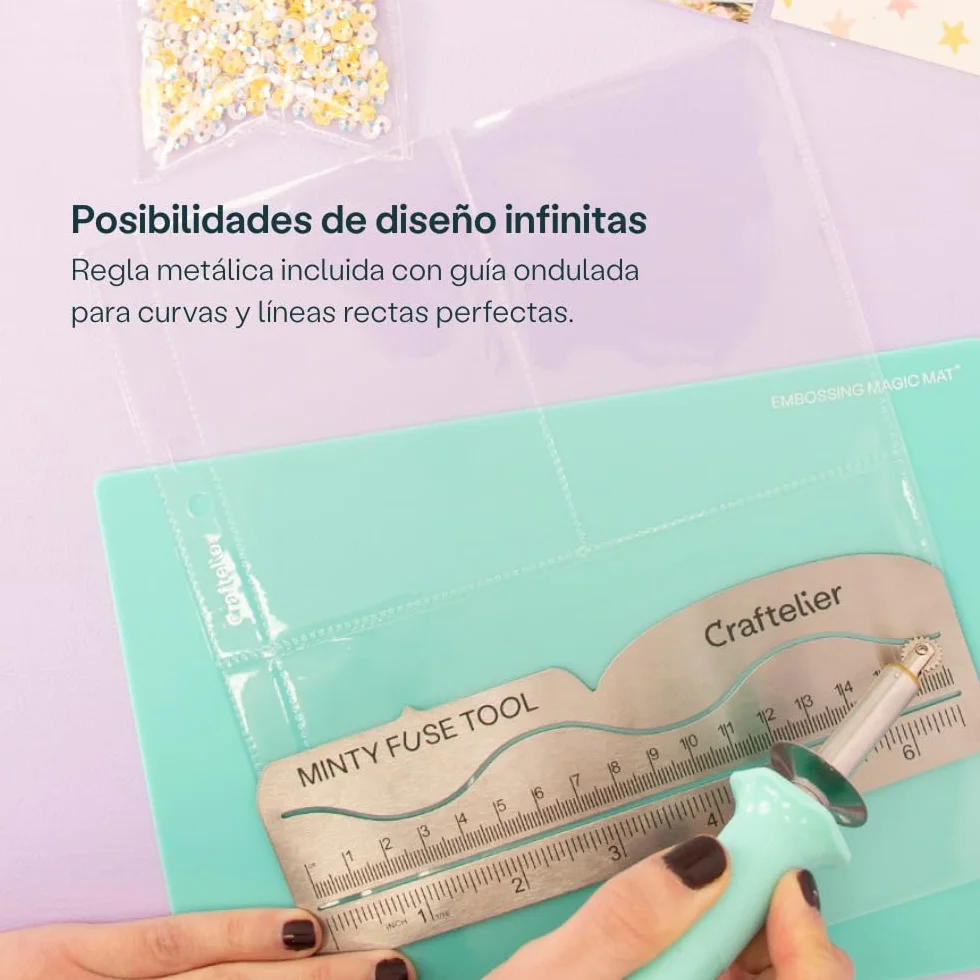 Craftelier - Minty Fuse Tool | Herramienta para Sellar Fotografías, Documentos o Cartas en Fundas de Plástico Fácilmente | Ideal para Scrapbooking | Incluye Enchufe Europeo