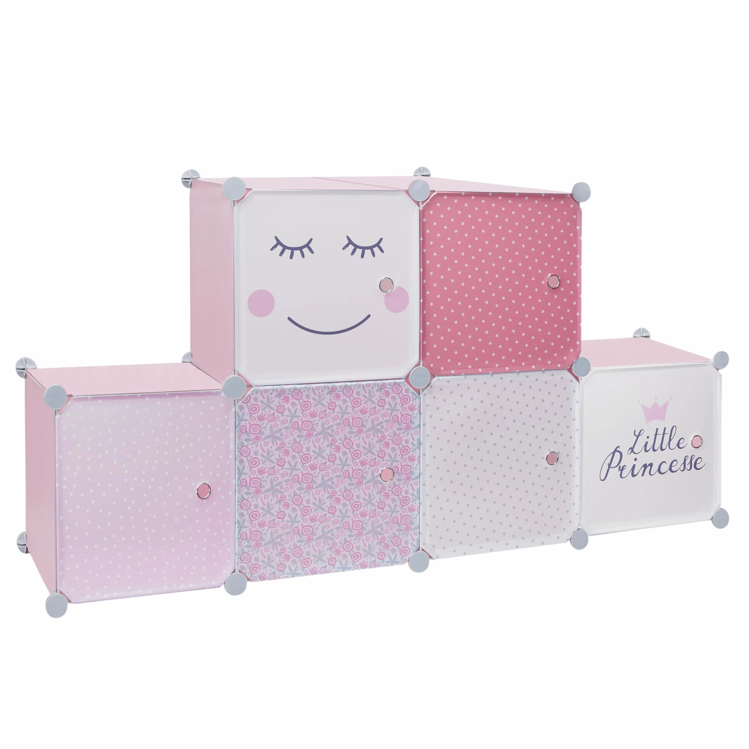 HOME DECO KIDS Armario modulable 6 Cubos Rosa 60x30x90cm