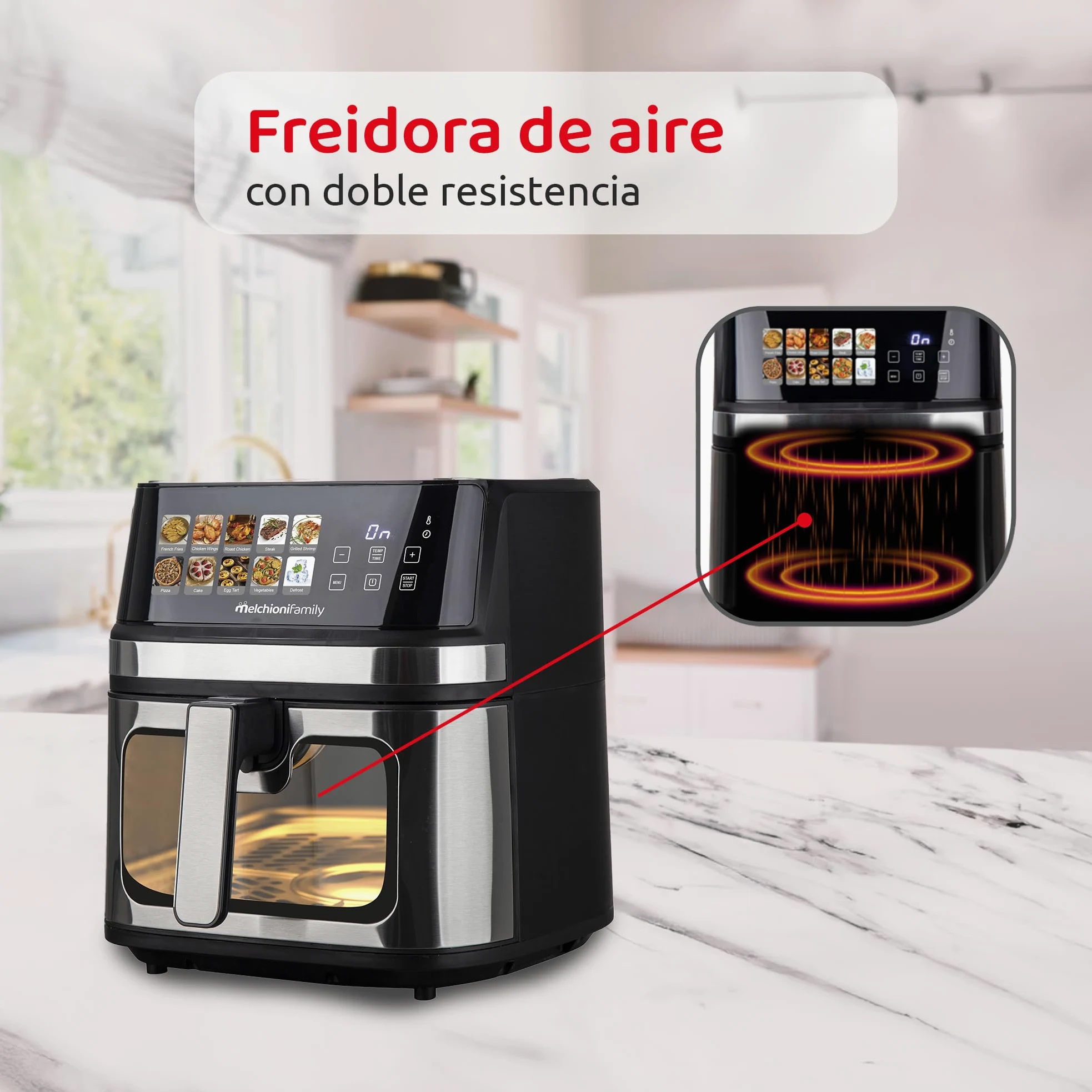 Melchioni Family | GAIA PLUS Freidora de Aire con Doble Resistencia 8L