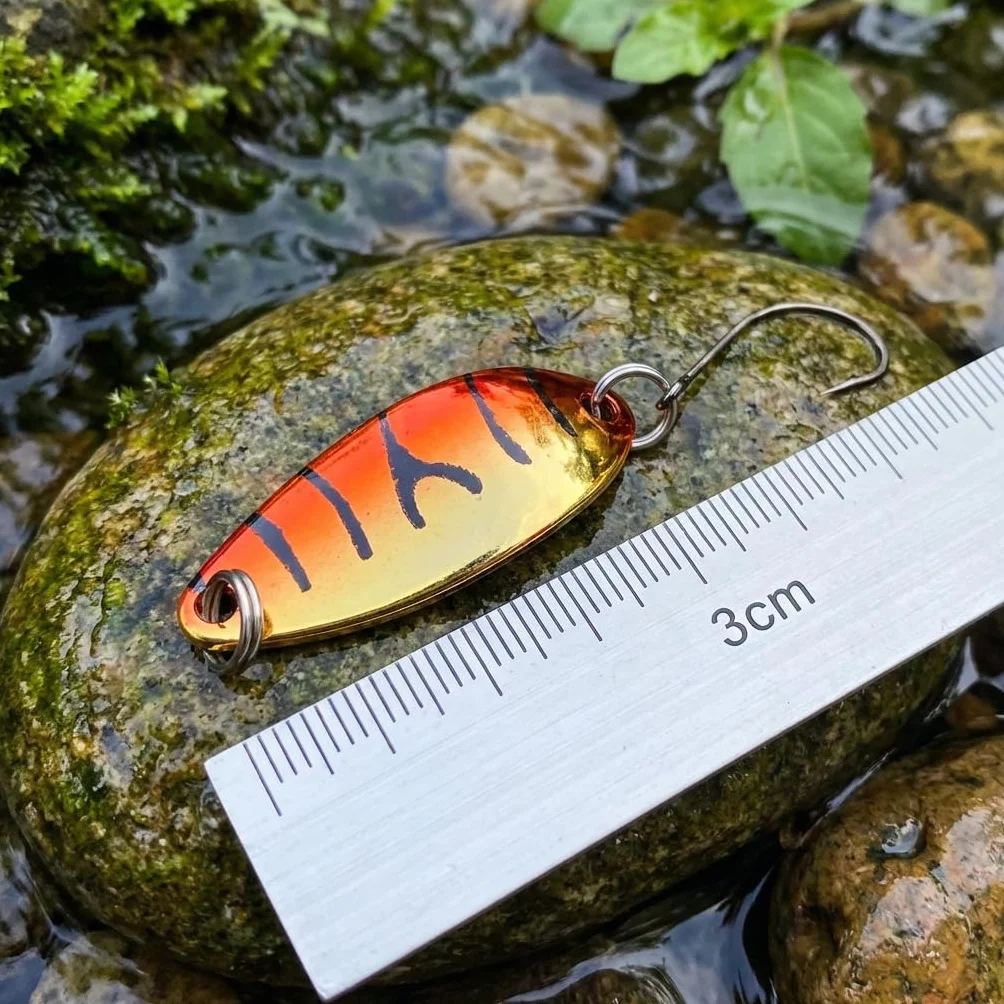 Señuelo Artificial Spinning Cucharilla de Pesca 3g 3cm Spoon Metalico con Single Hook para Trucha Perca Lucio