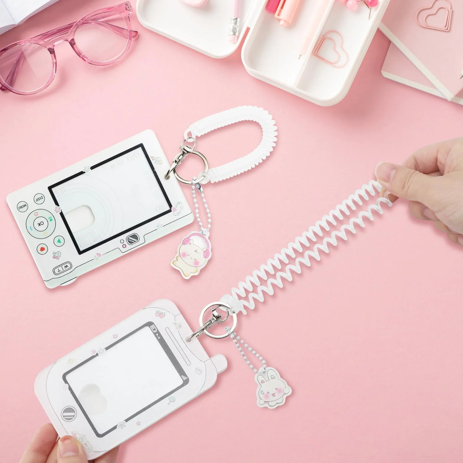 2 Piezas Photocard Holder Clear Acrylic Card Sleeves Picture Frames Photocard Holder Keychain Cute Design Album Soporte acrílico para tarjetas fotográficas Kpop Top Loaders for Cards