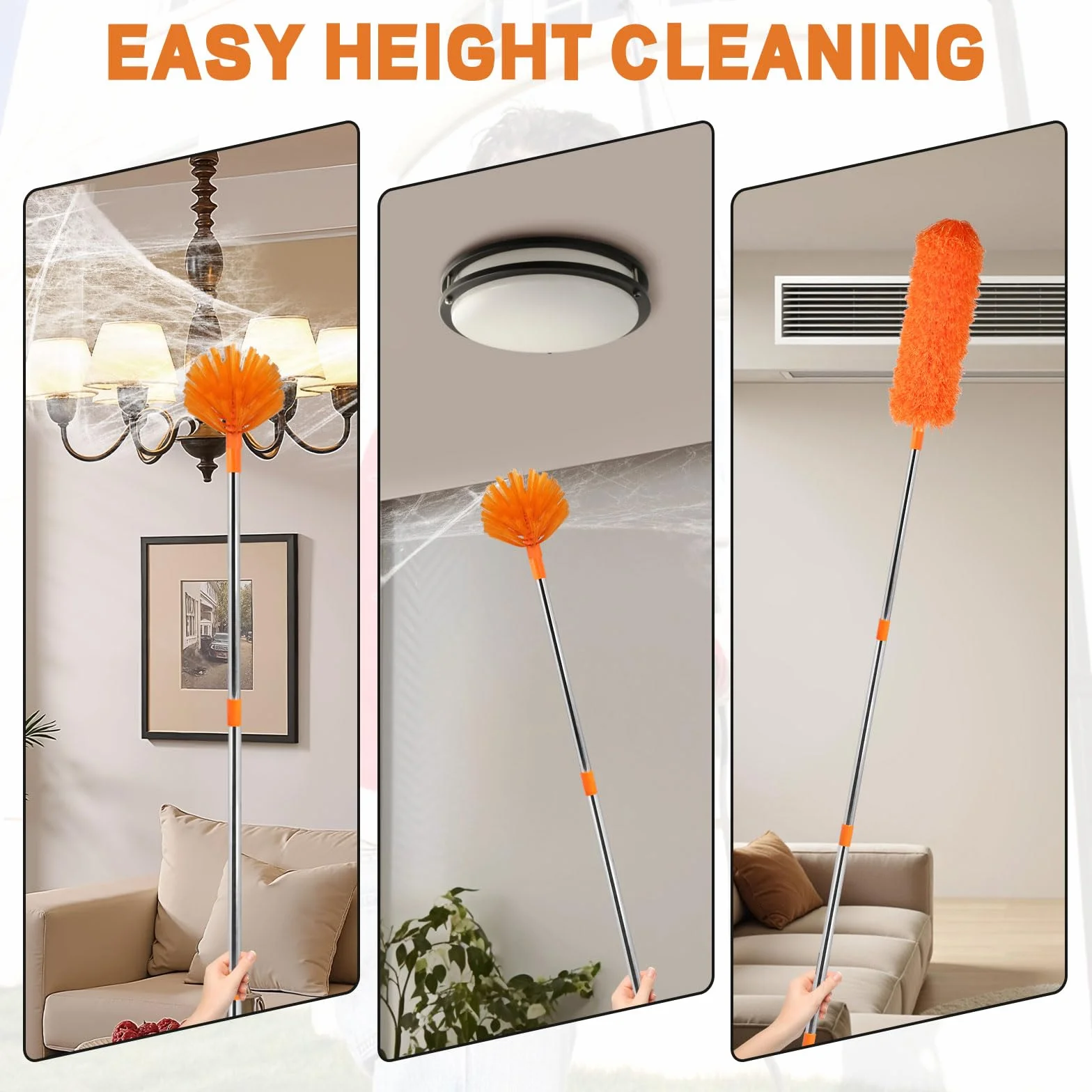 LALAGO Plumero Atrapapolvo, Kit de Limpieza de limpiaparabrisas 2 en 1, Plumero Telescopico Extensible de 1,5 a 4,5 m, Atrapapolvo Microfibra para Limpieza Techo,Ventiladores de Techo Alto (Set B)