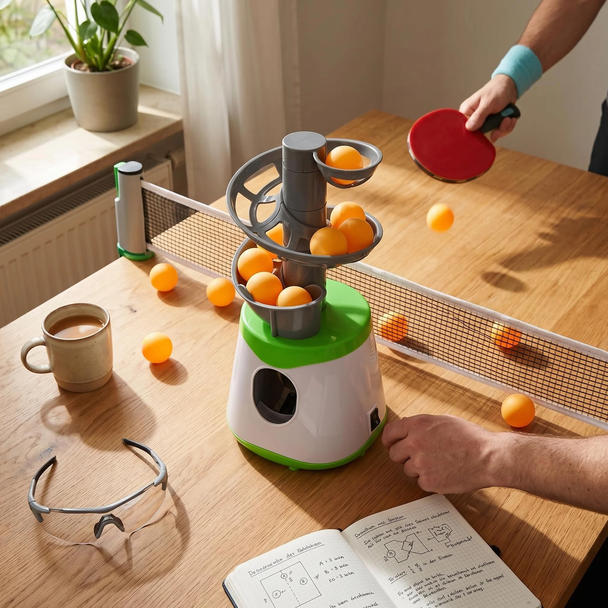 Lanzador para Practicar Tenis de Mesa, Máquina de Entrenamiento de Pong Equipos de Fitness Combinados Equipos Combinados de Fitness