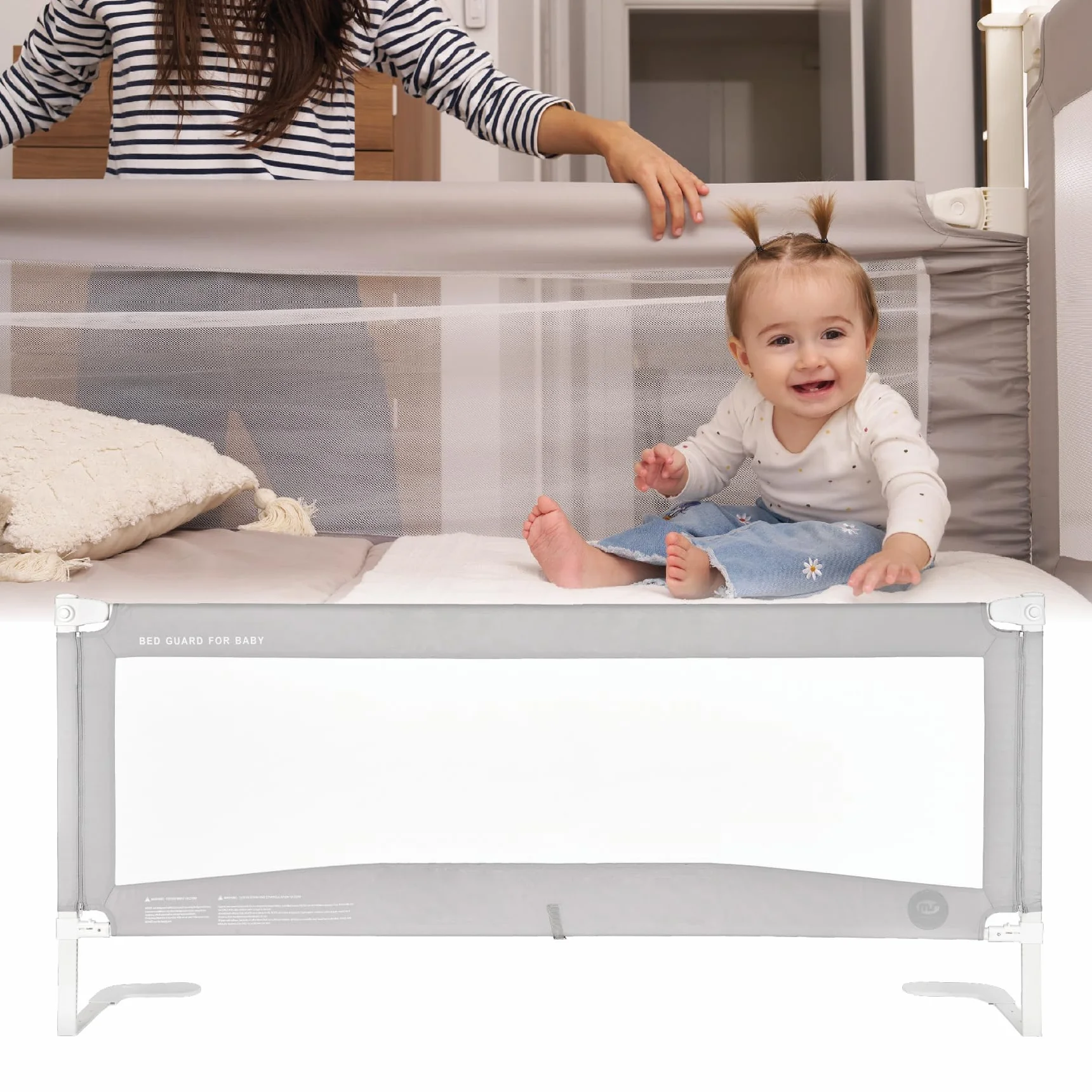 ms BabyWorld – Barrera Tall – Barrera de Seguridad para Bebé | 90/150/190 cm con Enganches Incluidos | Extra Alta y Resistente | Mecanismo de Bajada Seguro | Fácil Instalación | (190)