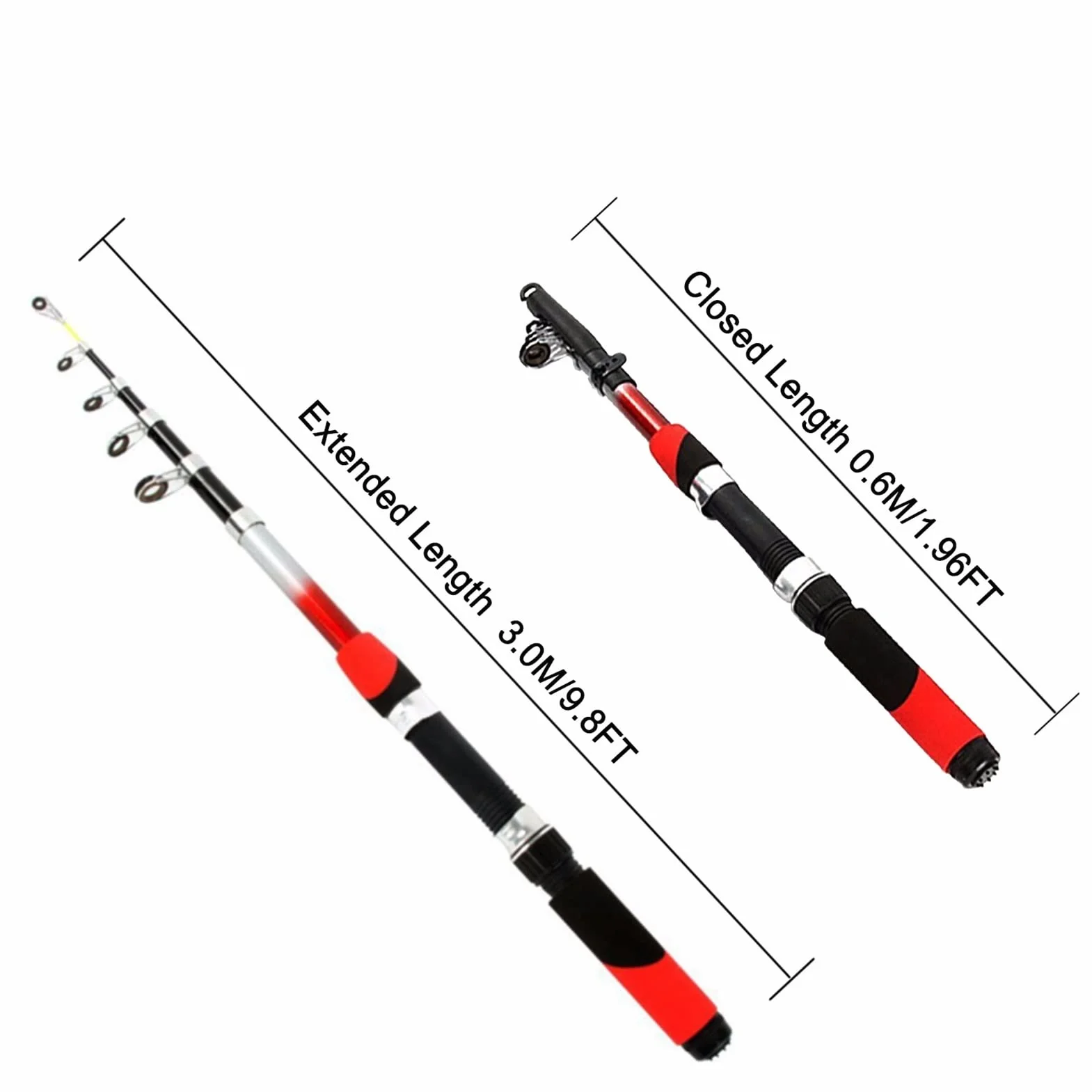 Caña de Pescar Telescópica de Aluminio 1.8M-4.5M Portátil para Pesca Mar
