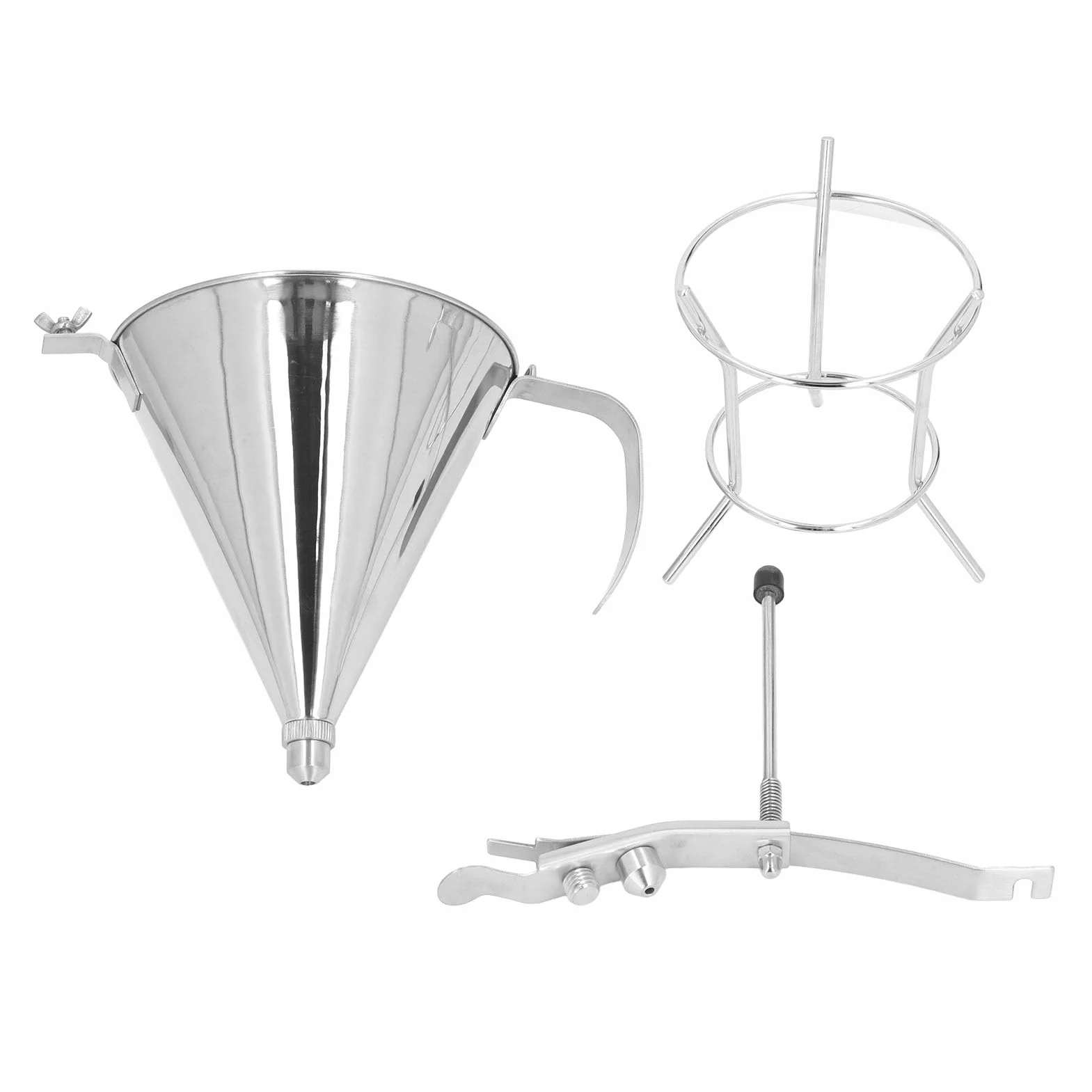 Embudo Profesional de Acero Inoxidable para Hornear, Herramienta de Decoración de Pasteles para Cocina Casera, con Soporte, 1 Juego de Embudo