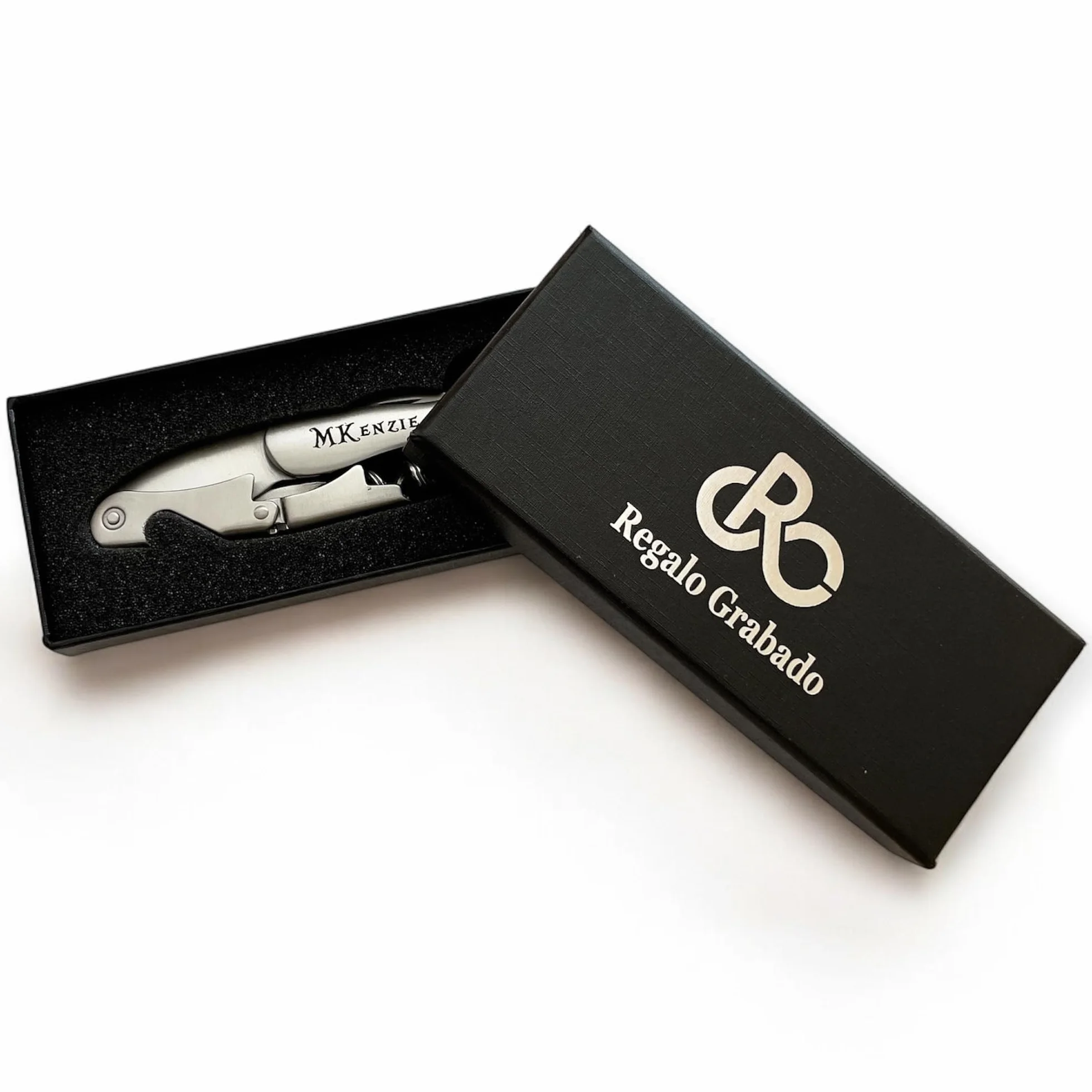 regalo grabado - 1 Sacacorchos Profesional Personalizado de Acero Inoxidable | Grabado Láser imborrable | Ideal para Sumilleres, Bodas, Aniversarios, Cumpleaños | Unidades (1)