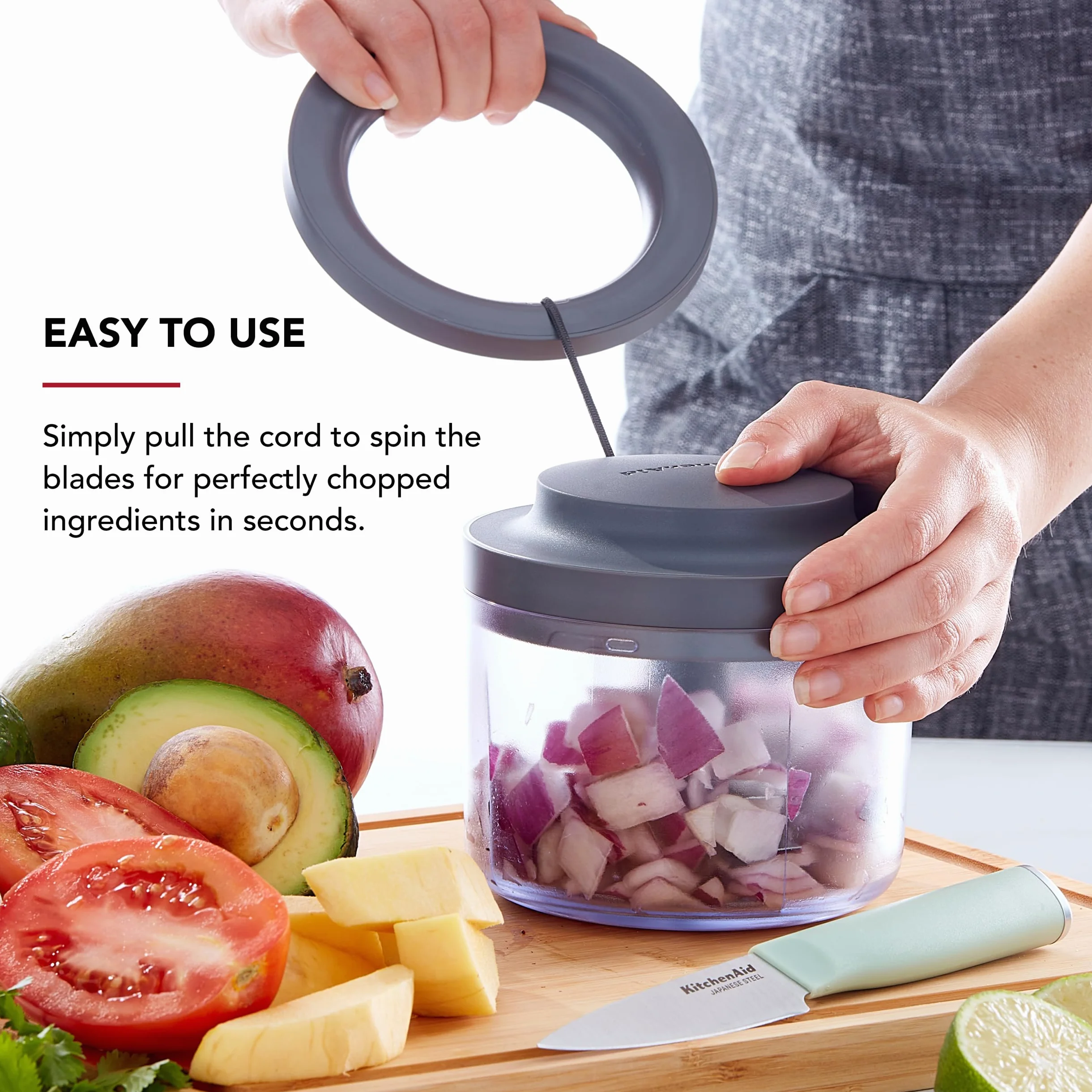 KitchenAid Picadora manual de alimentos, gris carbón, 3.8 tazas