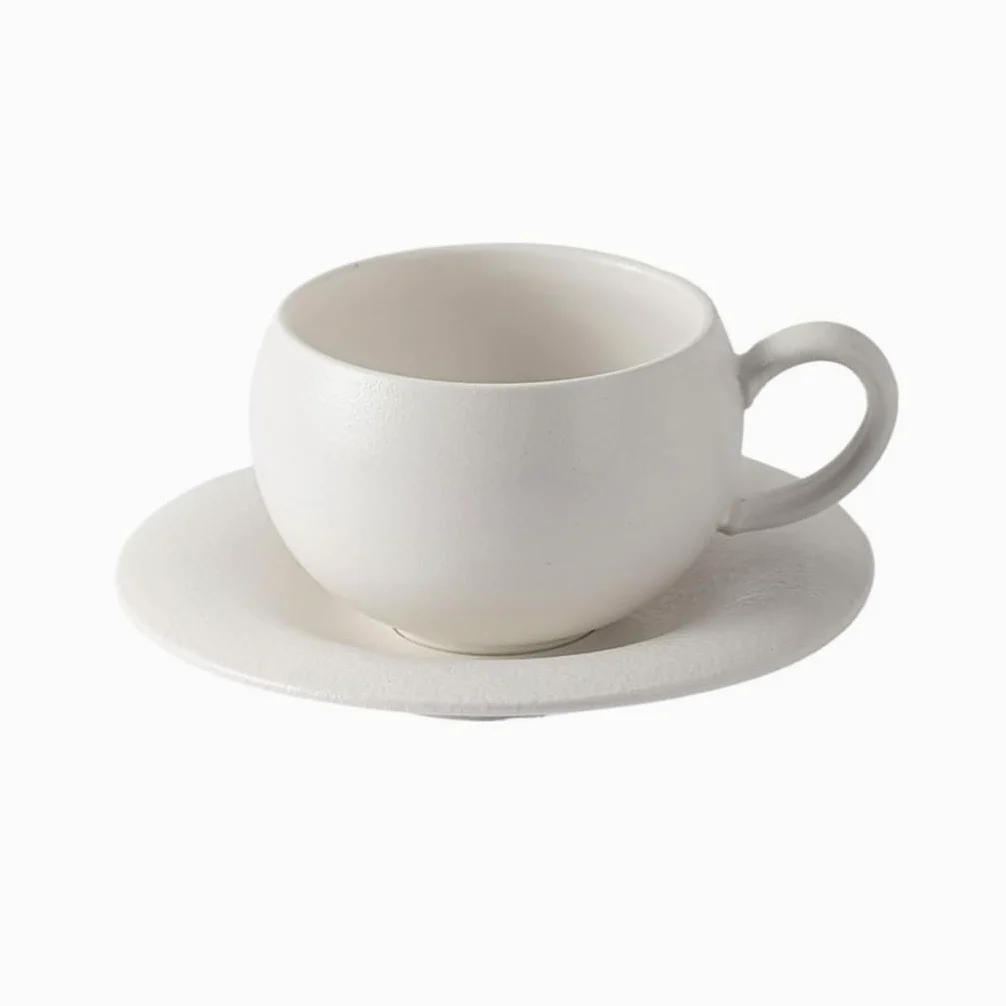 ENGENDER Tazas Cafe Taza De Café Y Platillo De Cerámica, Taza De Café con Leche De Color Sólido Mug Cups(A)
