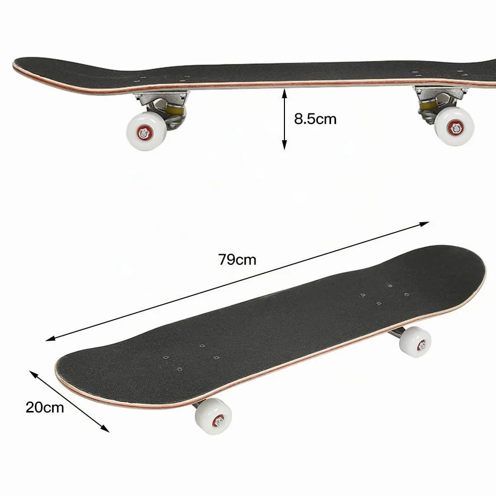 Monopatín Completo Doble Kick Deck Cóncavo para Principiantes, Niño, Adulto