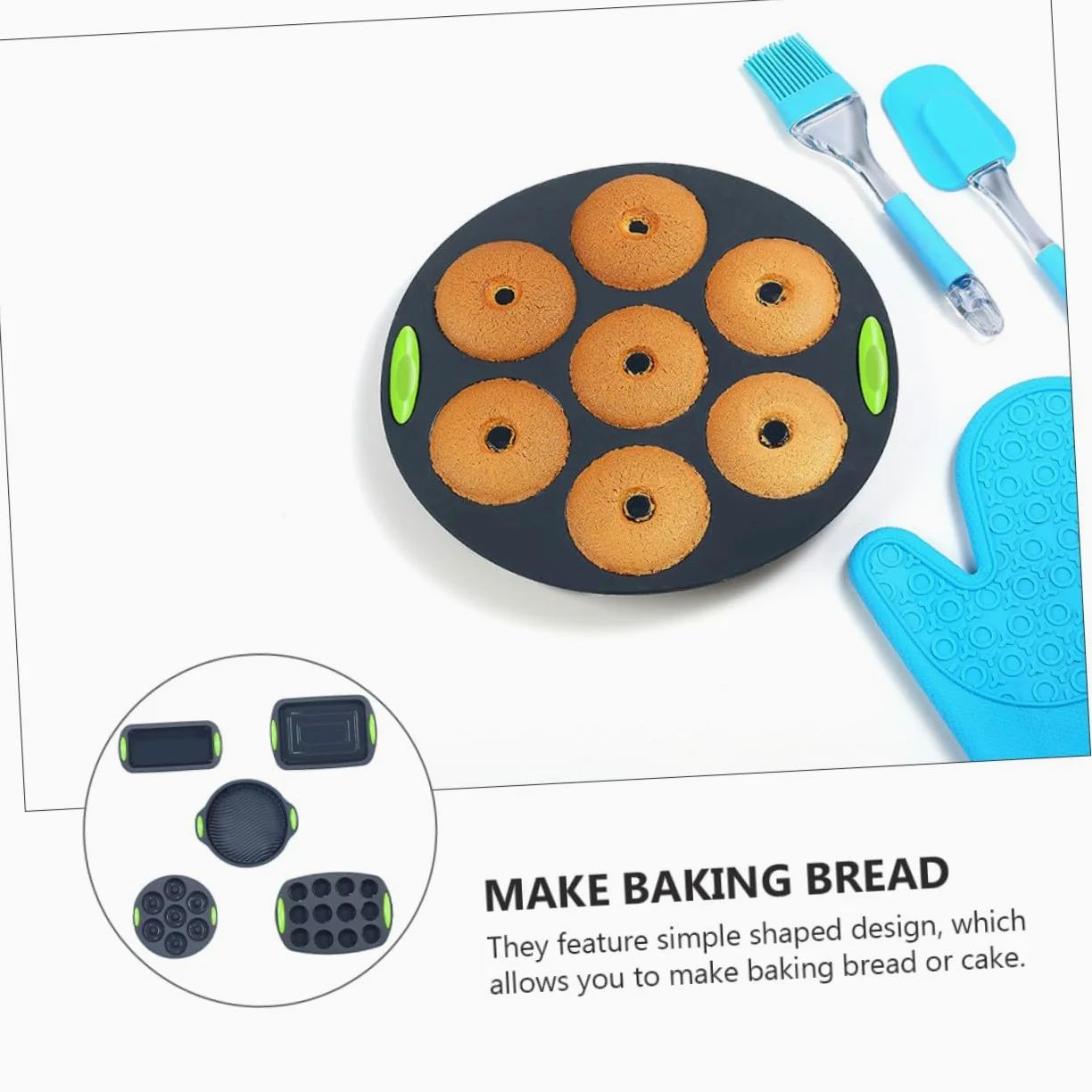 Amosfun Moldes de Silicona Kit de 5 Reutilizables y Fáciles de Limpiar para Hornear Pasteles Ideales para Cocina y Repostería Casera