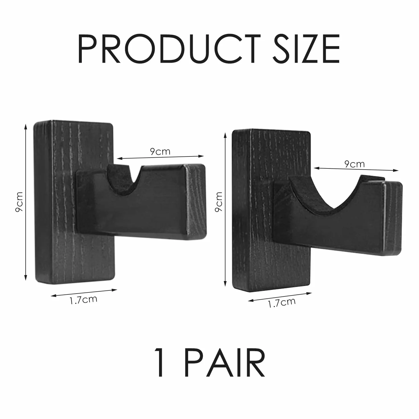 Soporte para bate de béisbol de madera horizontal, negro