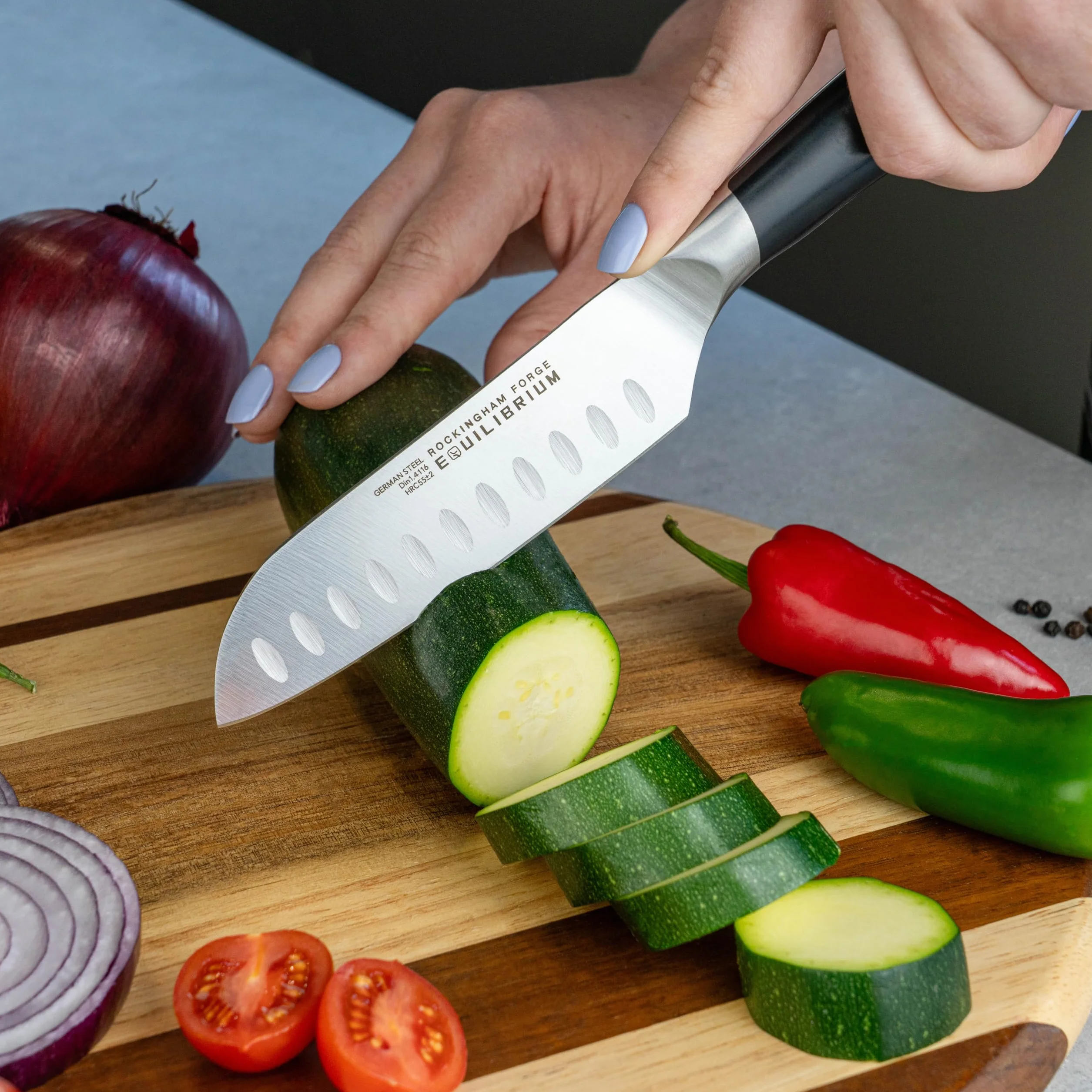 Cuchillo Santoku Rockingham Forge Equilibrium Series, 12,5 cm, acero inoxidable alemán de primera calidad