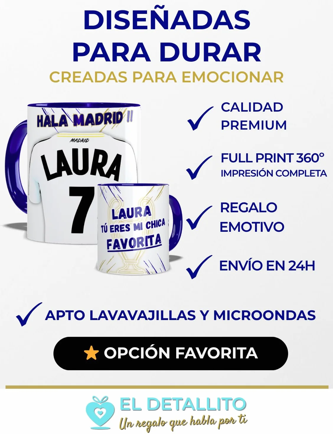 Taza Madrid Personalizada Nombre Número Dedicatoria Regalo Fútbol Original Niños Cumpleaños Apta Microondas