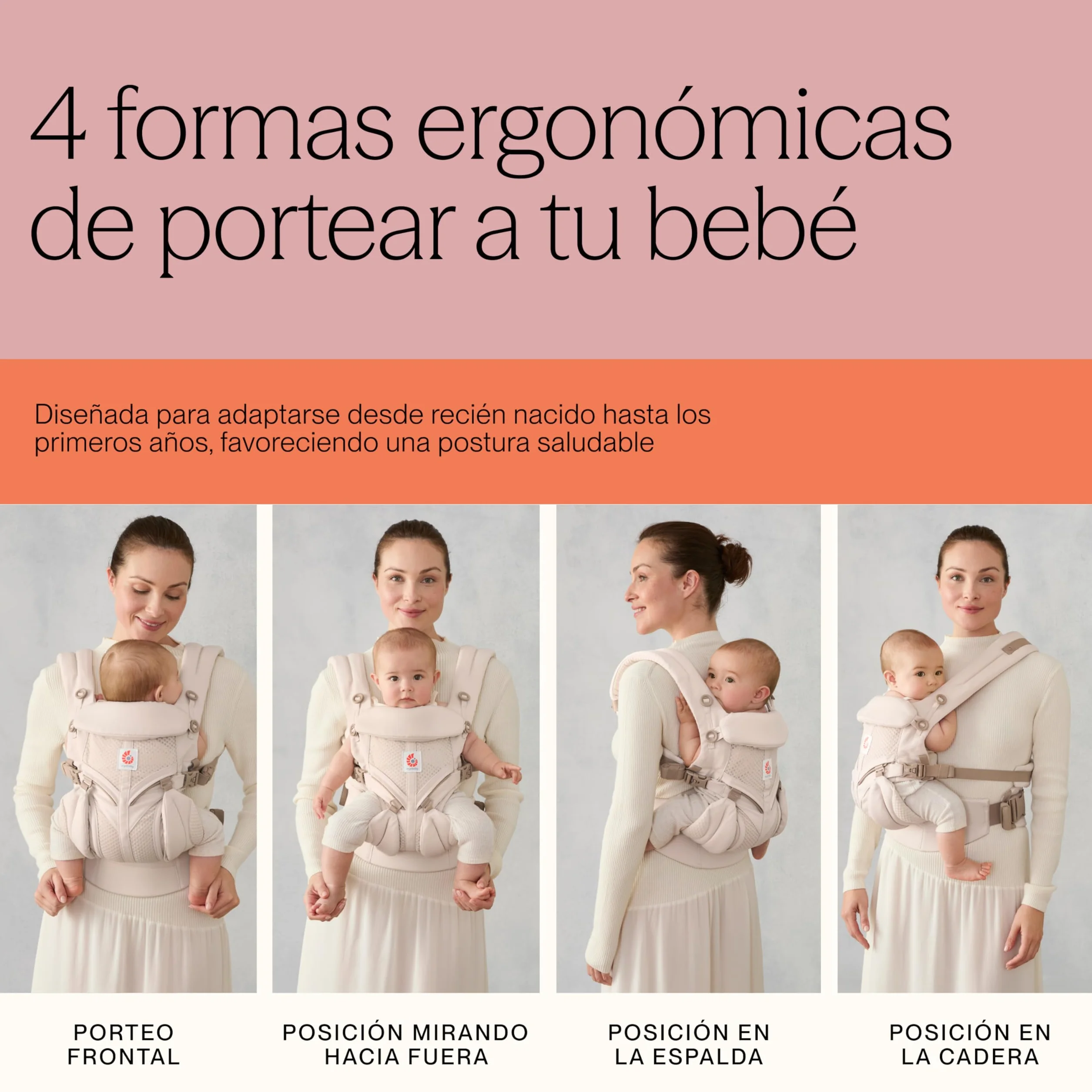 Ergobaby Omni 360 Cool Air Mesh Portabebés Ergonómico 4 Posiciones Gris Perla