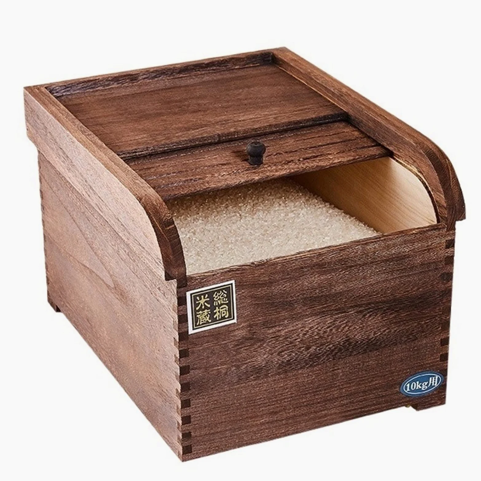 Botes Cocina Almacenaje Caja Dispensador De Arroz De Madera - Comida Seca/Grano/Harina/Frijol/Cereal, Caja De Almacenamiento Sellada con Tapa, Gabinetes De Despensa Domésticos De Cocina, Gran
