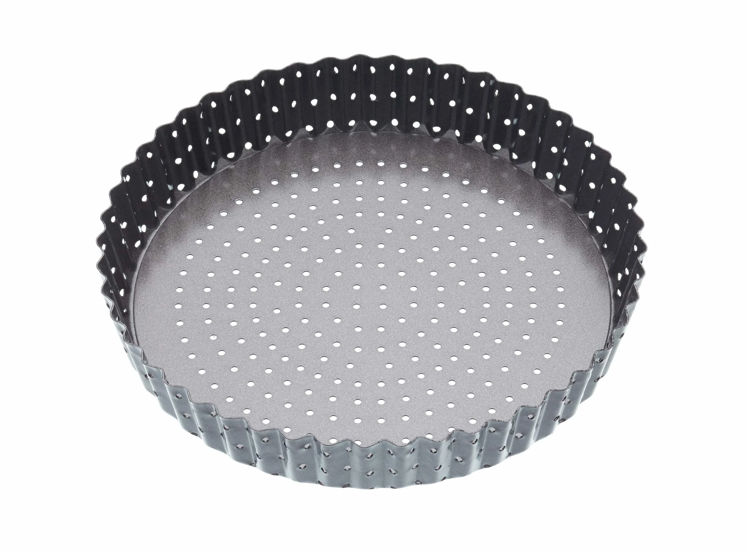MasterClass Crusty Bake Molde para Quiche Perforado de 23 cm con antiadherente sin PTFE, PFOA ni BPA, robusto acero al carbono de 1 mm de grosor, gris