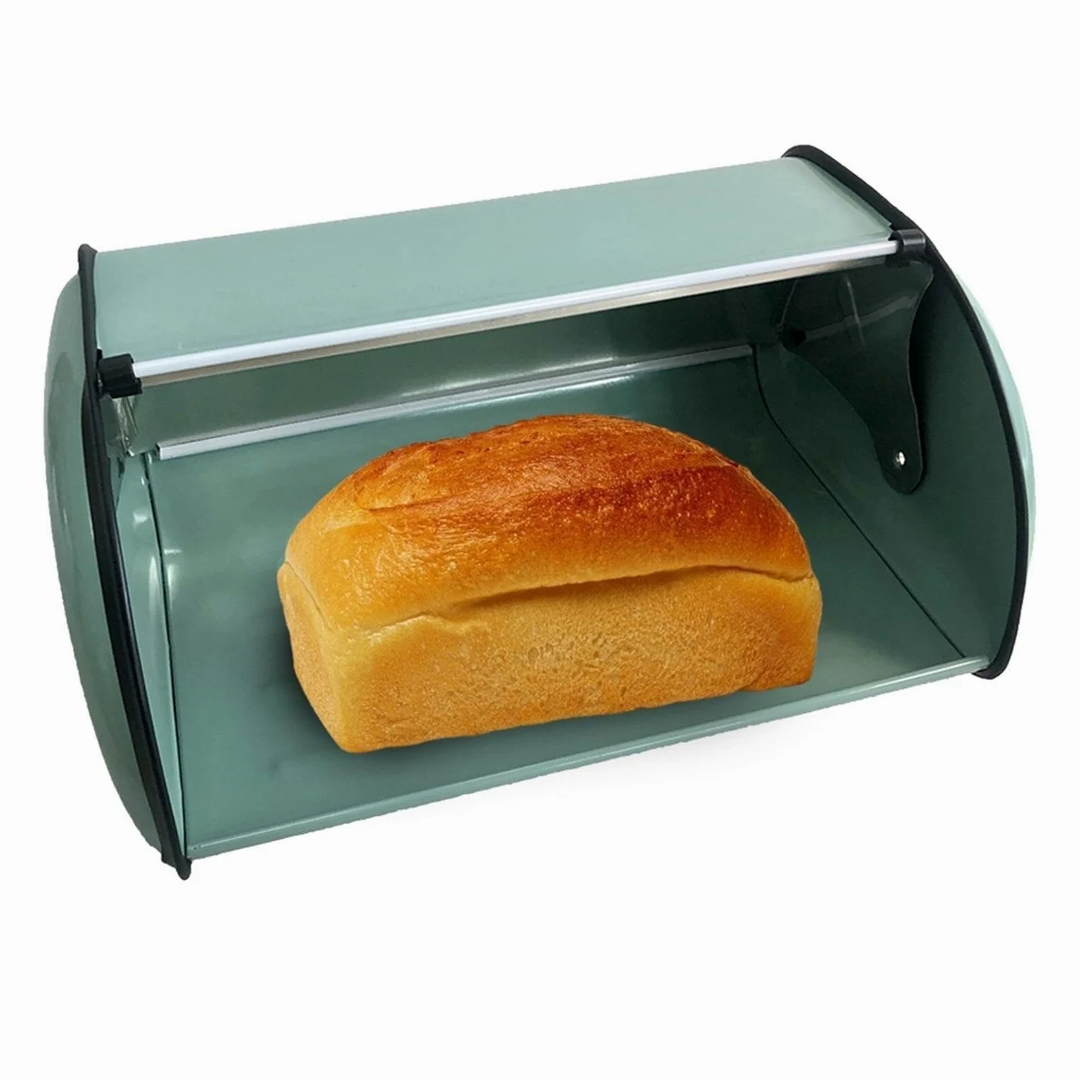 Caja De Pan Panera para Pan Panera De Metal con Tapa Enrollable, Soporte Rústico para Guardar Pan, para Encimera, Cocina Y Hogar Caja Contenedor De Pan(Rot)