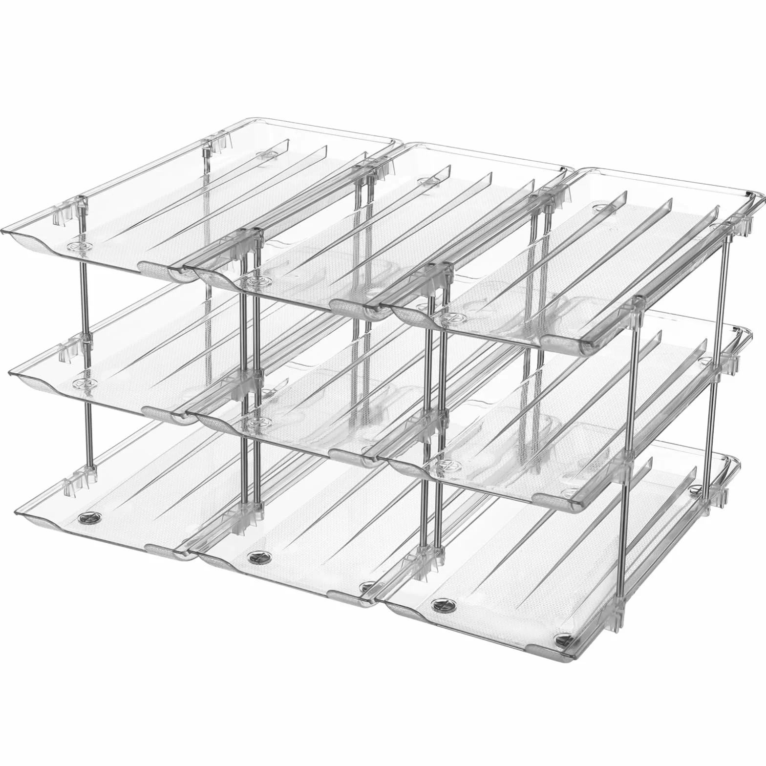 Soporte para latas, configuración modular flexible, estante de almacenamiento transparente de 3 niveles, dispensador de latas transparente, fácil instalación, organizador apilable de latas de cerveza