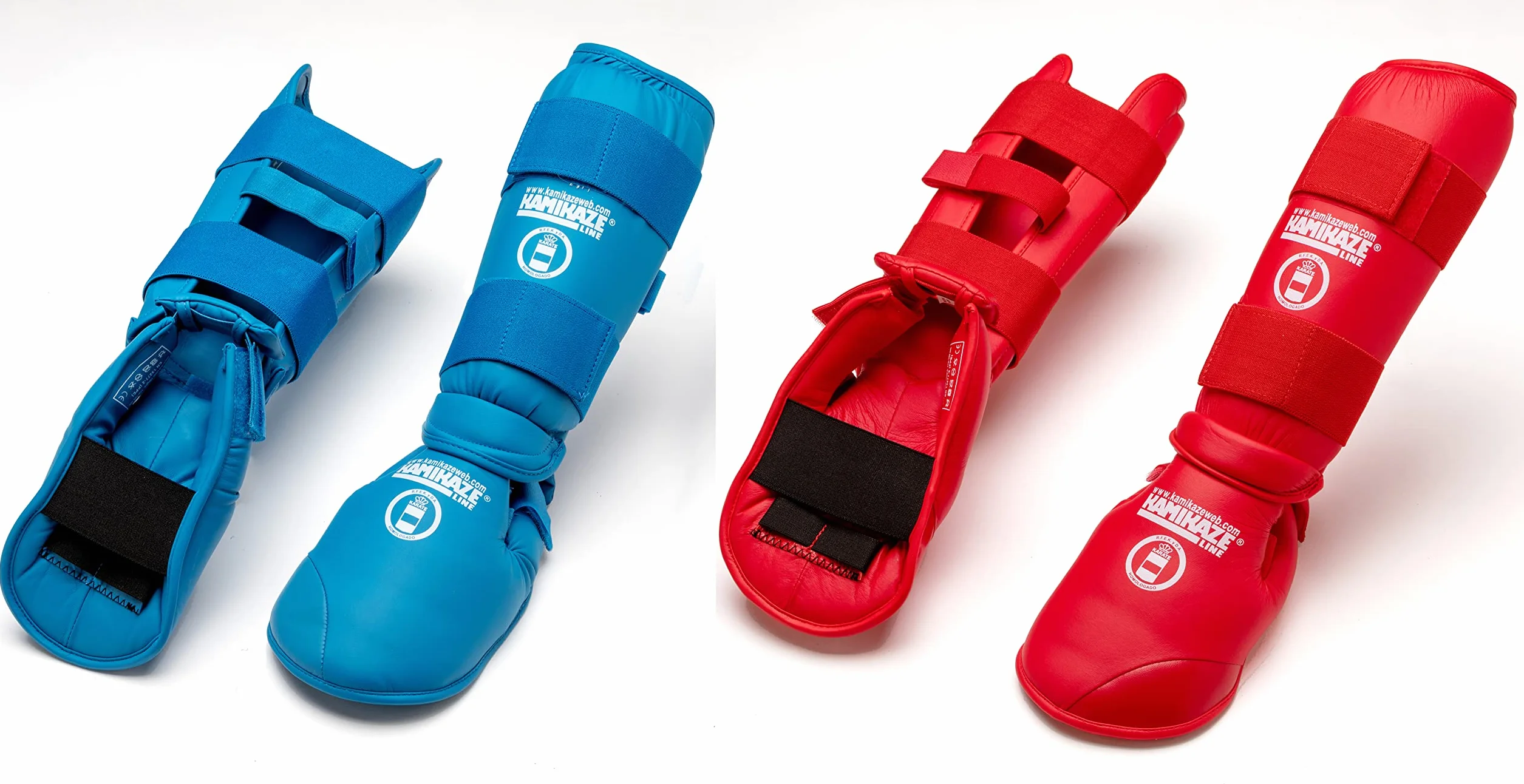 Espinilleras y Protectores de pie KAMIKAZE Karate Homologadas RFEK Rojo M