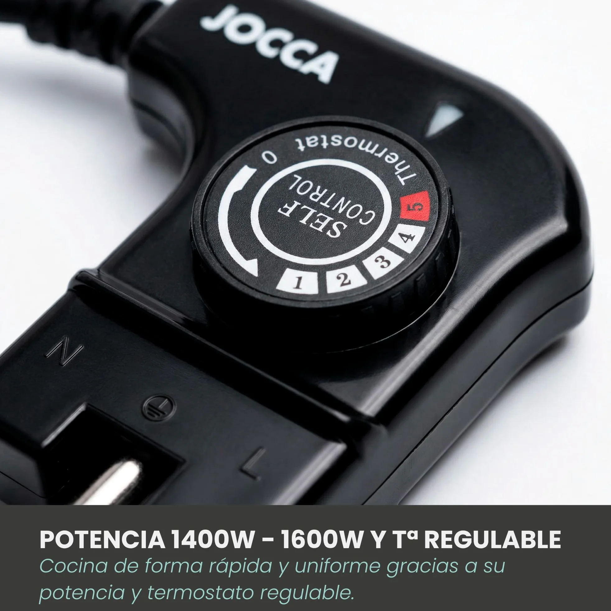 Jocca-Wok Eléctrico Multifunción 32 cm con Tapa de Cristal, Revestimiento Cerámico Antiadherente, Termostato Ajustable, 1600W, Ideal para Saltear, Freír y Cocinar al Vapor